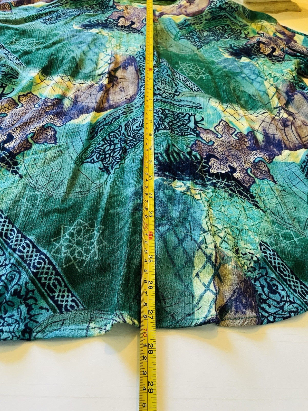 VTG 90’s Natalie 2 Piece Skirt Blouse Set Rayon Midi Mandalas Pleated Pockets L