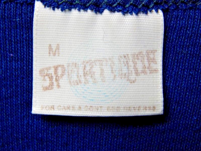 Vintage USA Sportique Navy Sport Thin Tee Shirt Blouse Northern Soul Mod Boho M