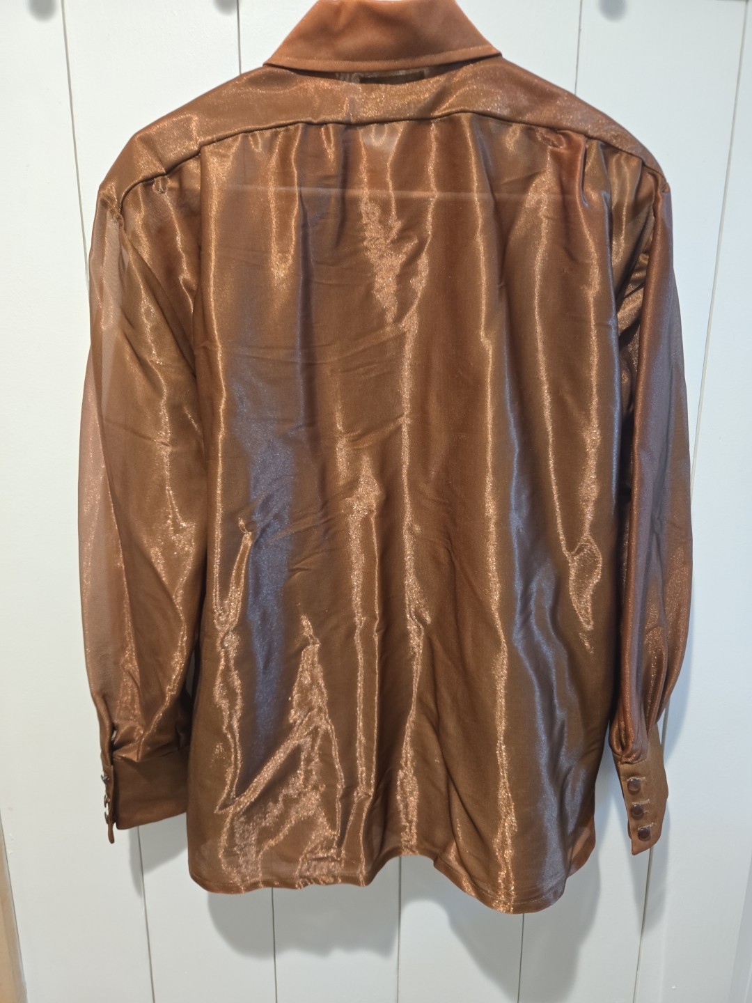 VTG 70s Disco Collar Button Down Long Sleeve Top Size L