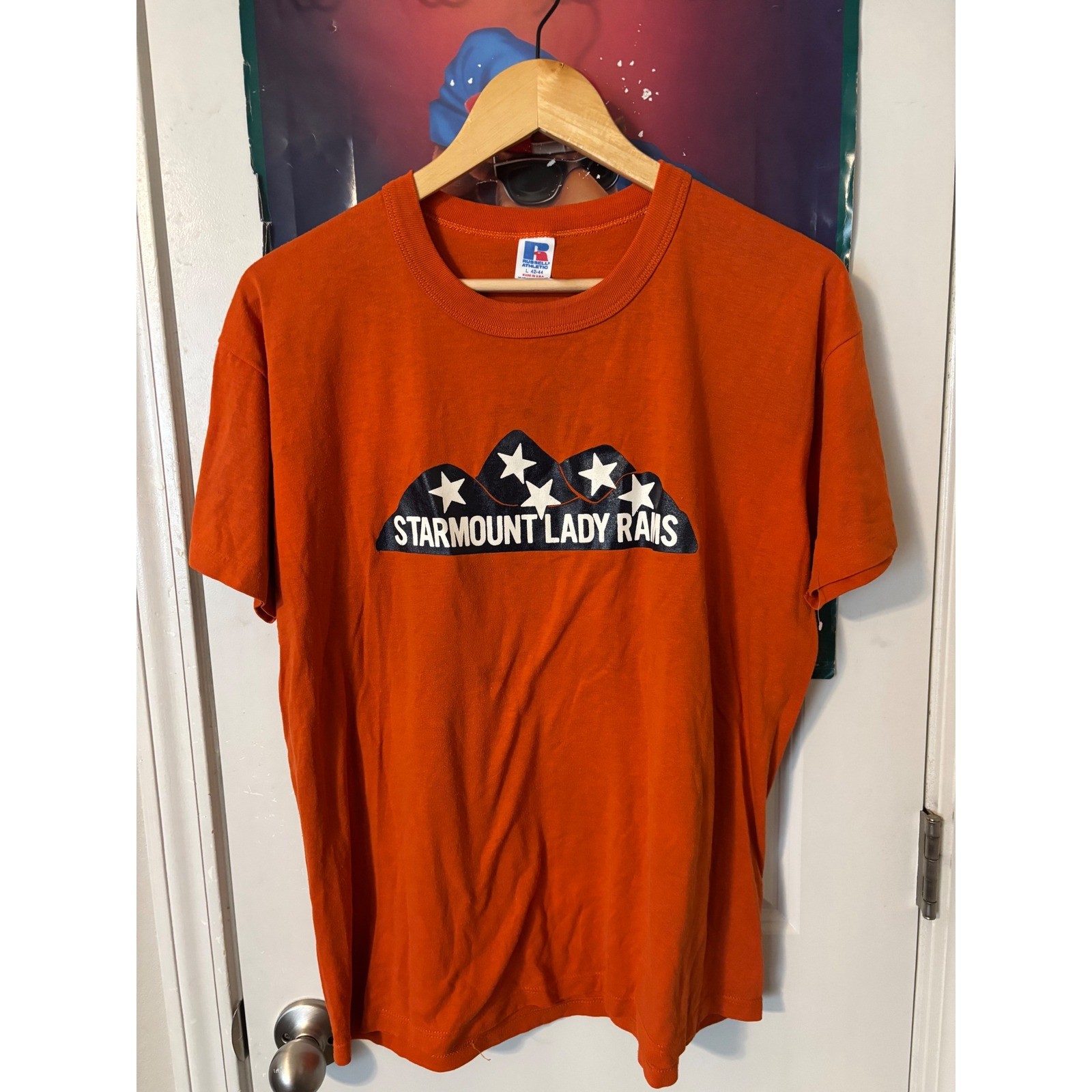 Vintage Russell Athletic Starmount Lady Rams T-Shirt Orange Large 80s
