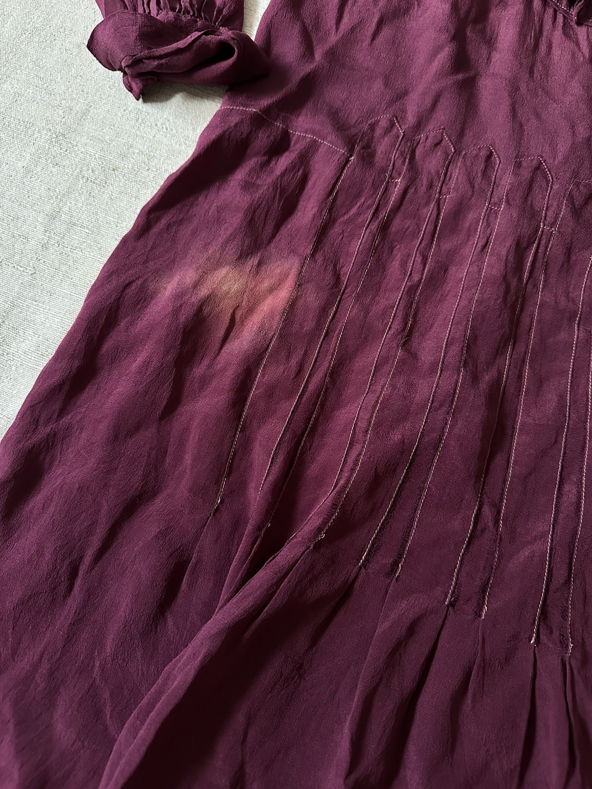 1920s Antique Pink Burgundy Silk Flapper Dress As Is Women’s Small