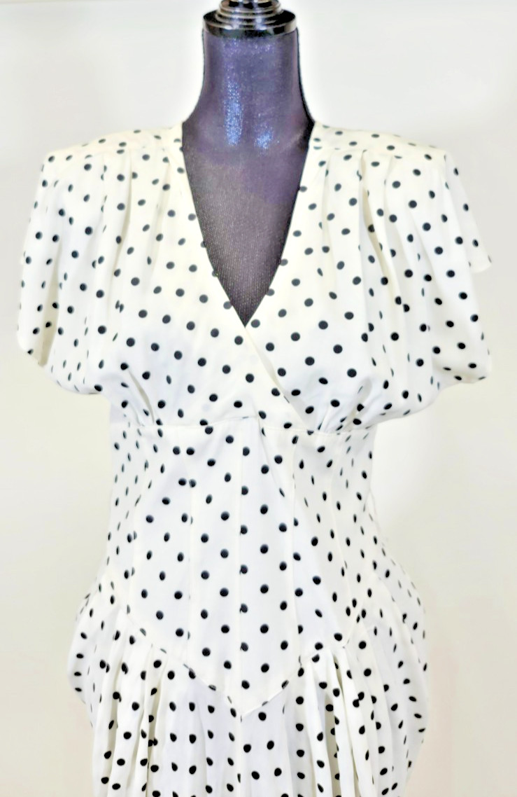 Vintage 1980’s „ASHLEE” Polka Dot Sheath Party Dress-Size 8