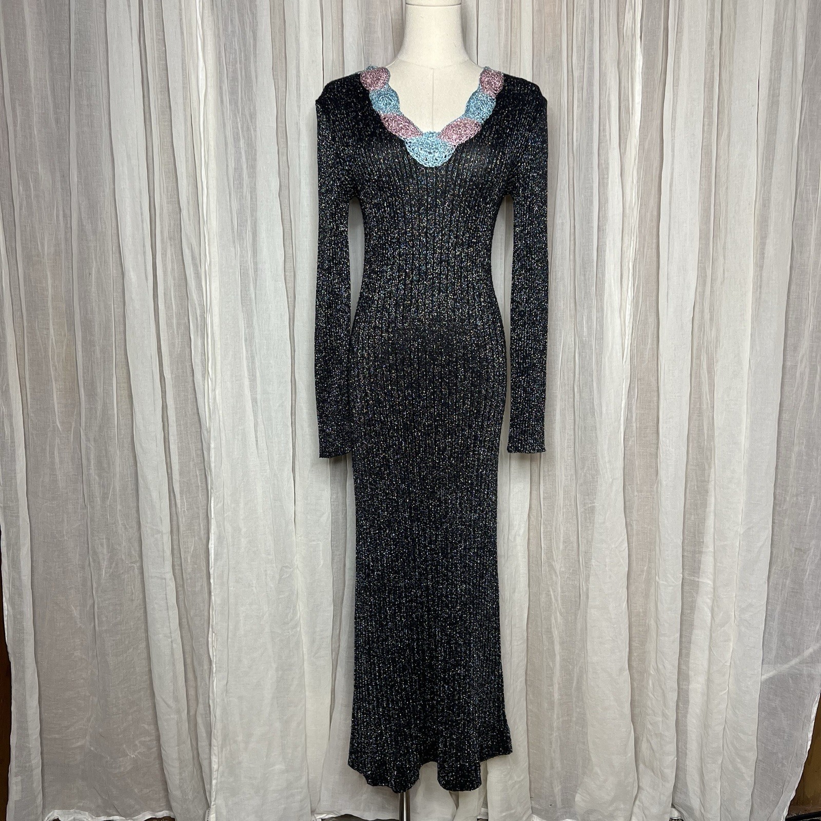 Vintage Wenjilli knit Metallic Sweater Dress
