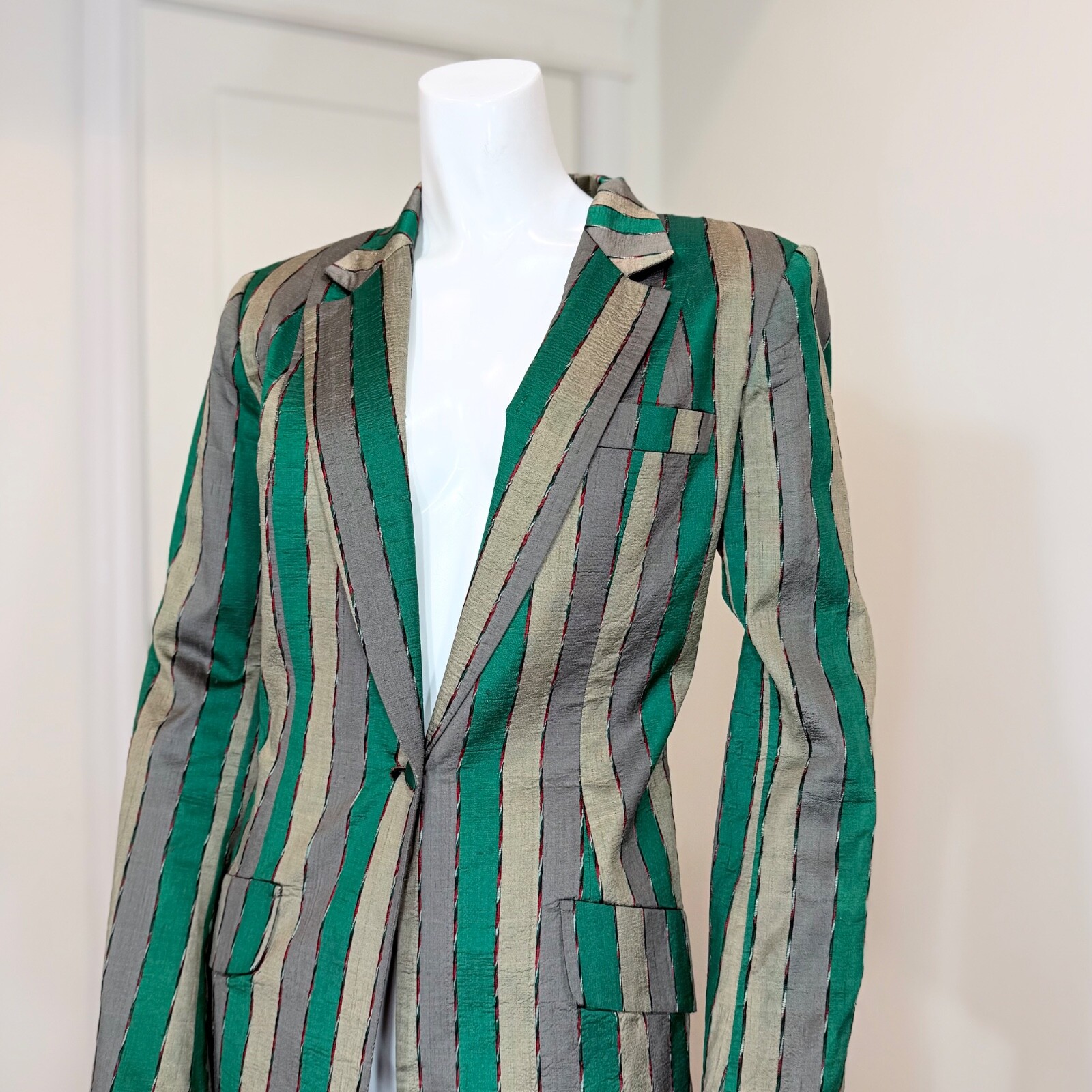 Vintage 80’s SILK STRIPED RIDING JACKET M Coat Equestrian Costume Event Costume