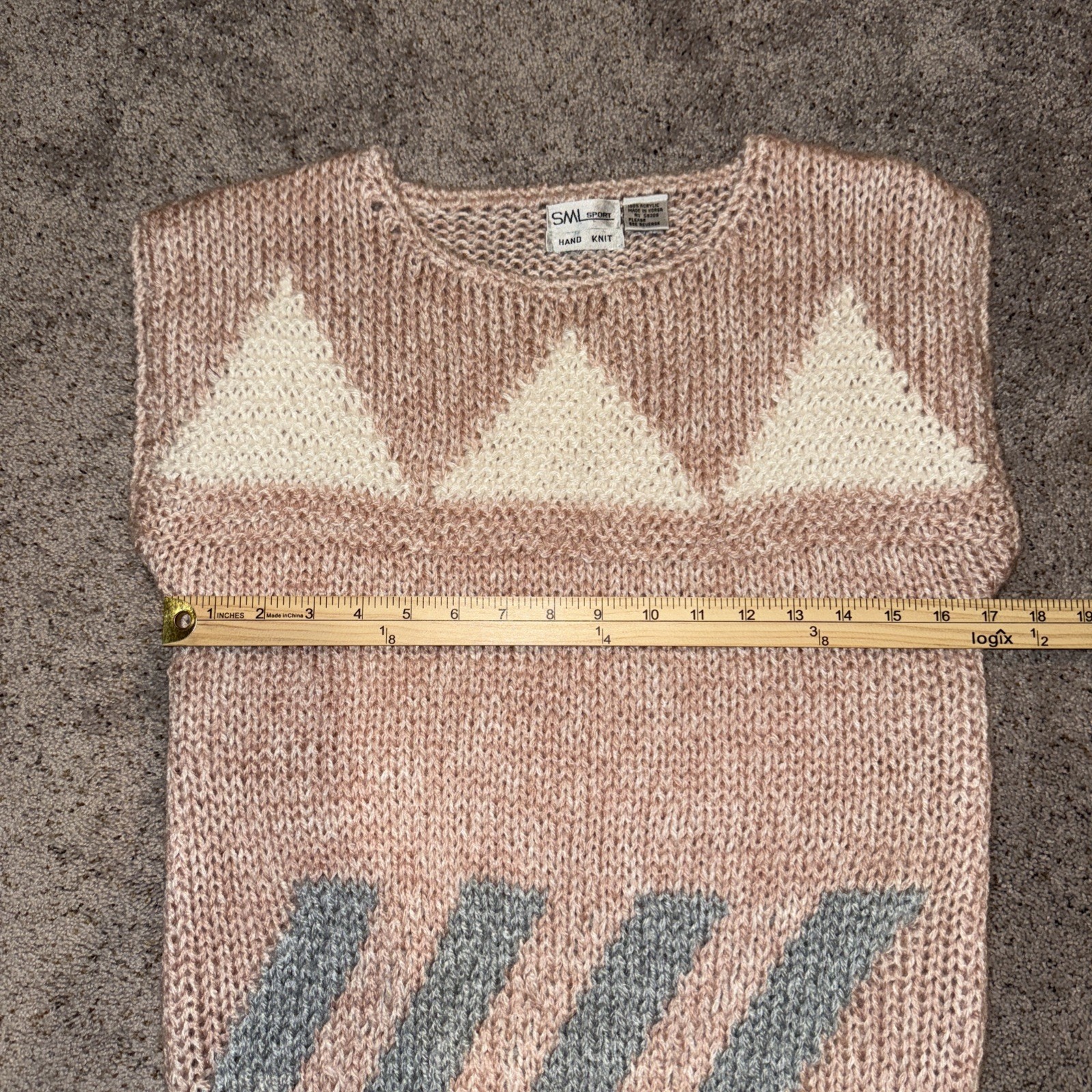 SML Sport Hand Knit Sleeveless Sweater Pink Dusty Rose M 100% Acrylic Vintage