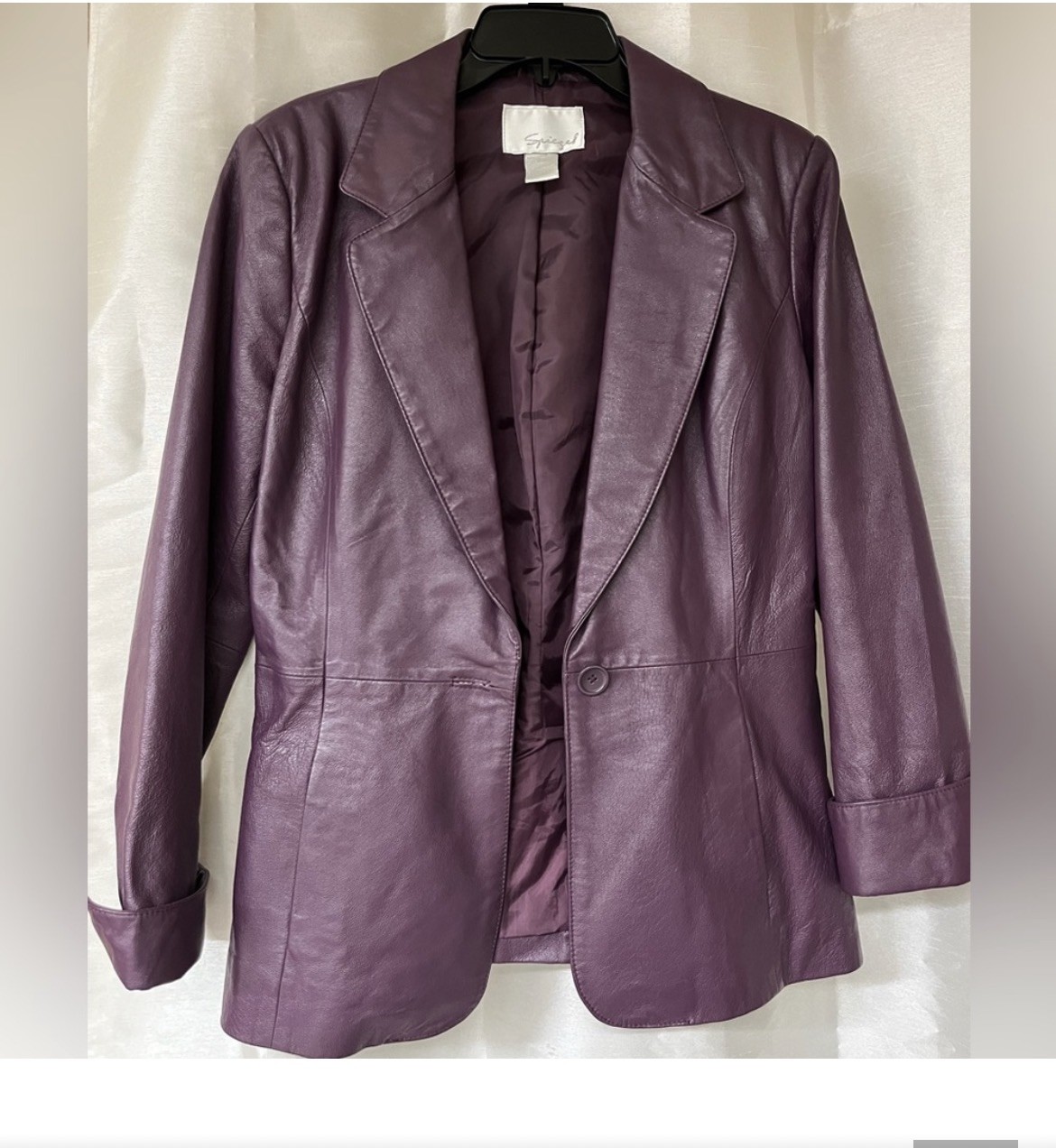 Vtg Spiegel Purple Leather Lined Blazer Coat Jacket 10 M