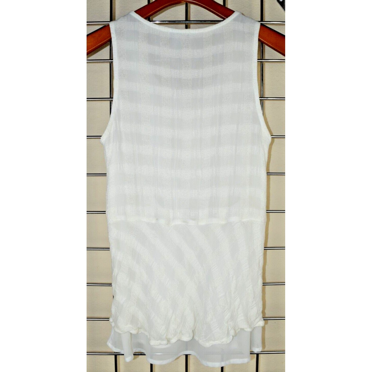 Vintage Tank Top Lucky Brand Size S 90s Layered Ivory White Texture Basket Weave