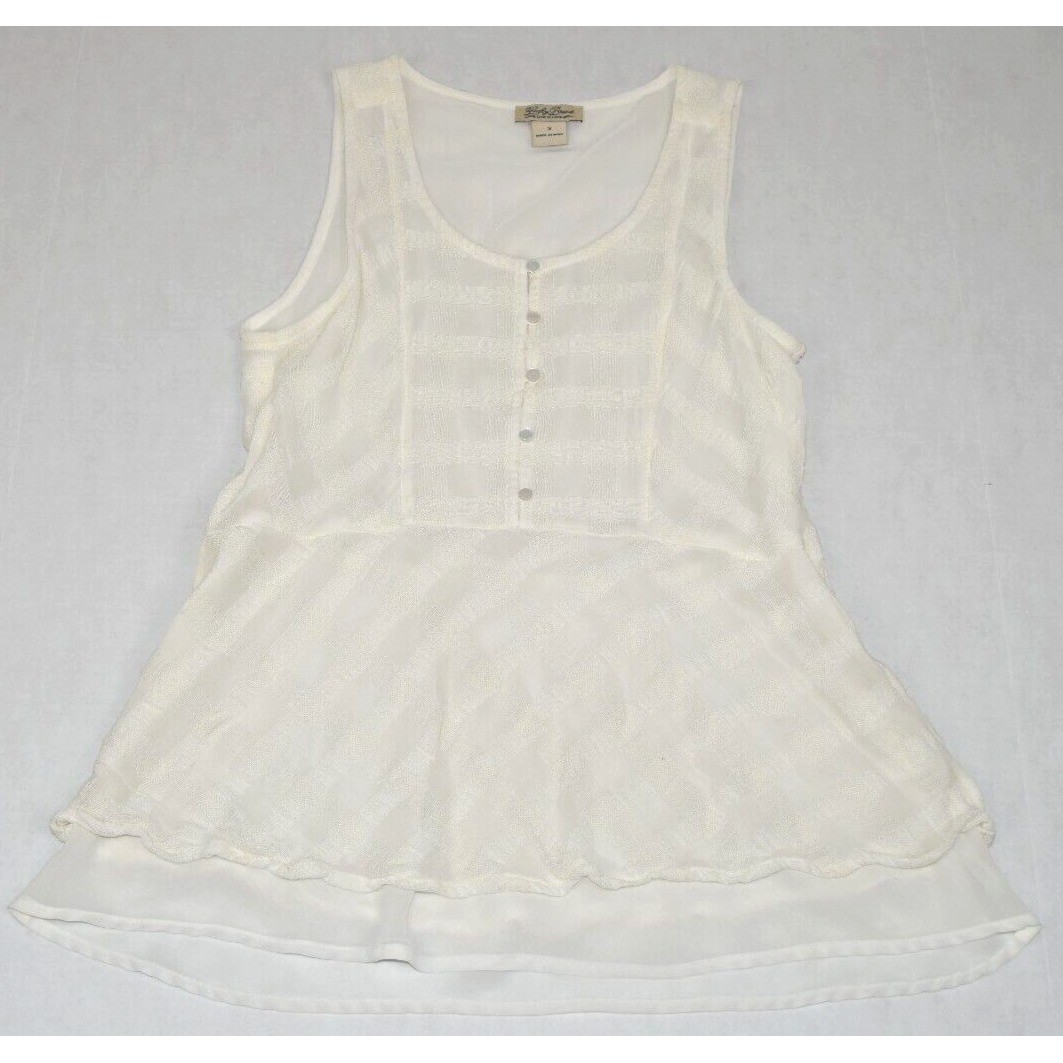 Vintage Tank Top Lucky Brand Size S 90s Layered Ivory White Texture Basket Weave