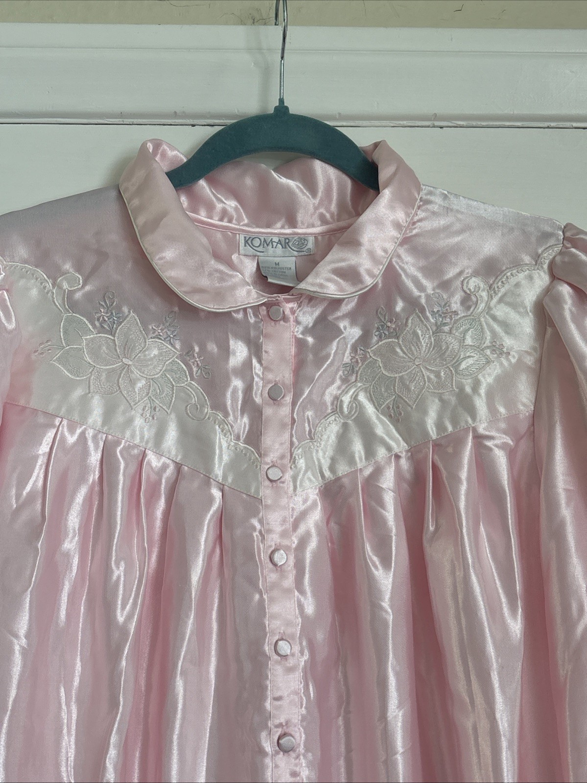 VINTAGE KOMAR Medium Long Nightgown Silky Nylon Pink New Original Tags