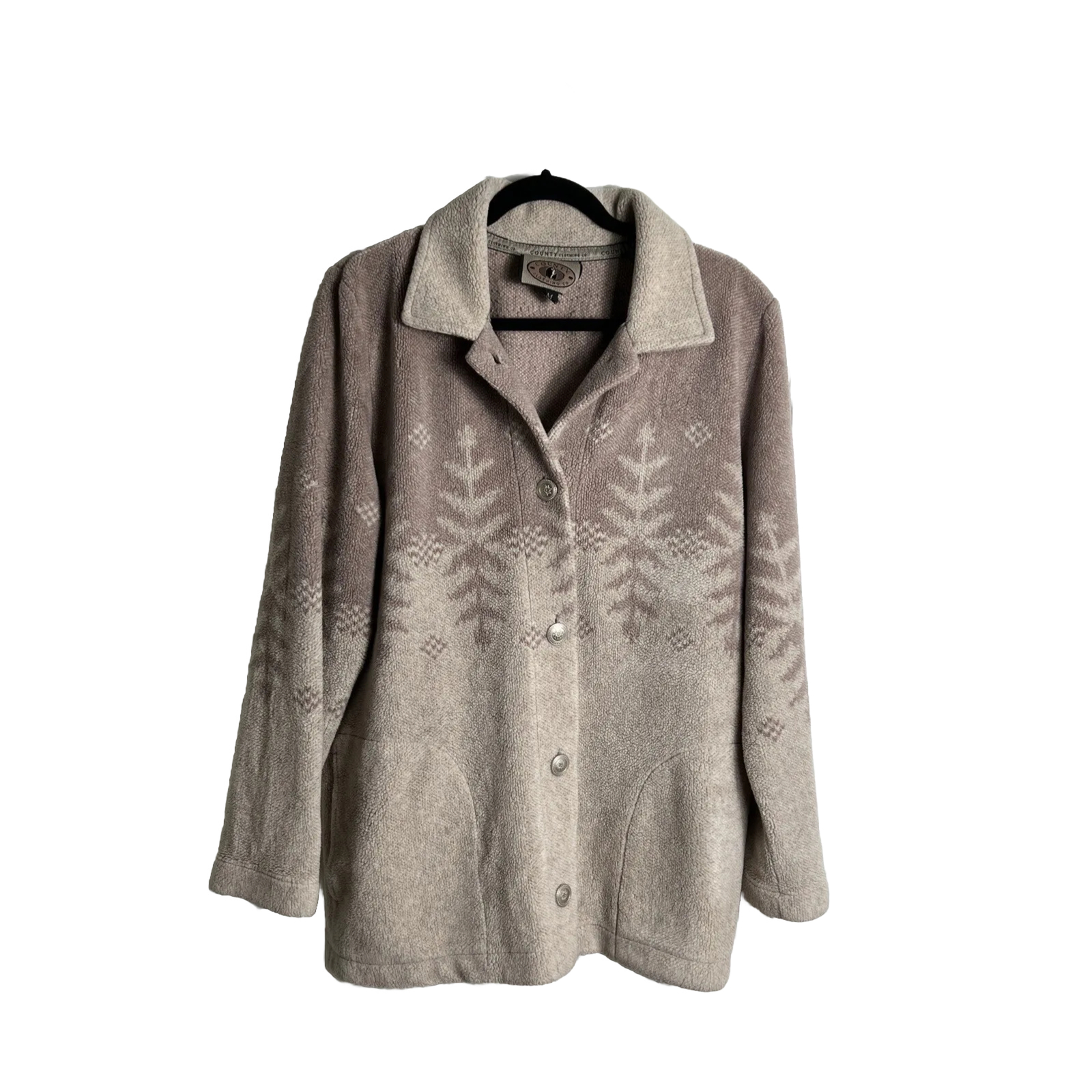 Vintage 90s County Clothing Co Fleece Jacket M Made in Canada Shacket Beige Tan