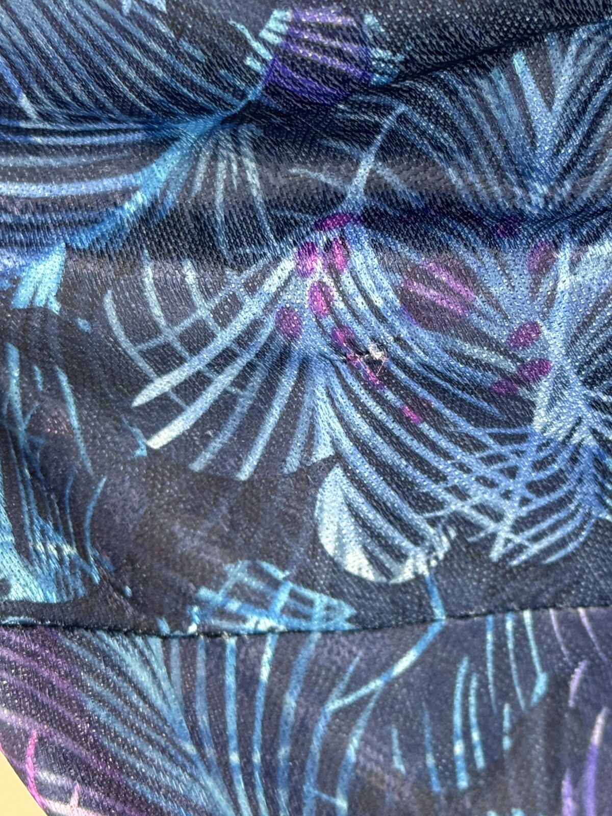 Vintage 1960s British Lady Blue Purple Tropical Floral Dress Union Made In USA