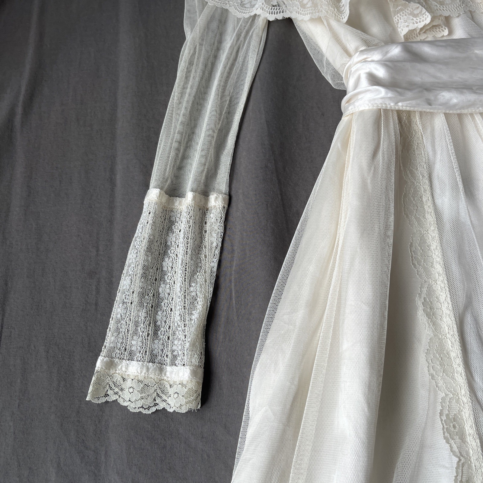Gunne Sax 70’s Victorian Prairie Bridal Dress Crème Lace Romance Lined Rare Find