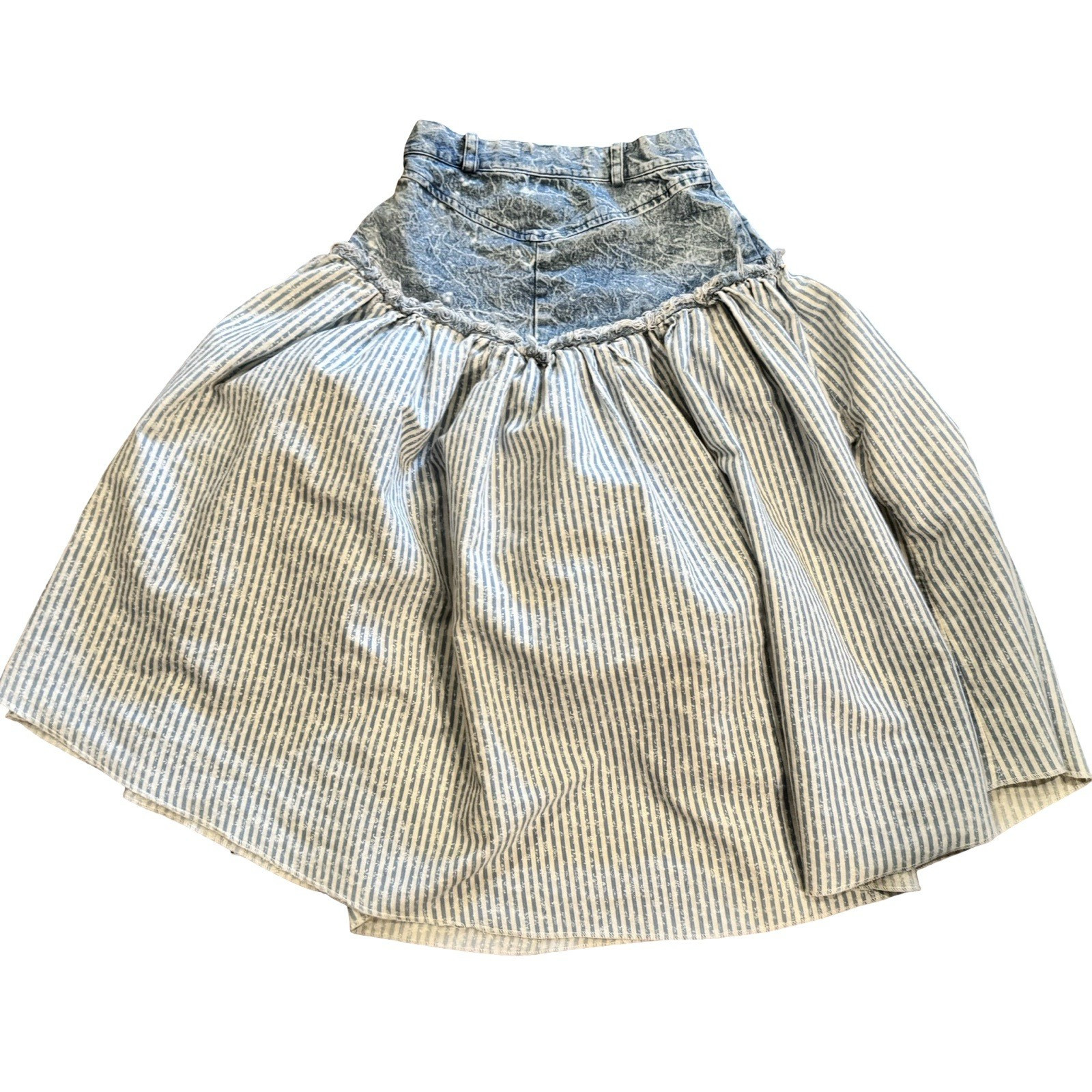 Vintage 80s Rave Acid Wash Jean Skirt Size XS western Cottage ditsy floral