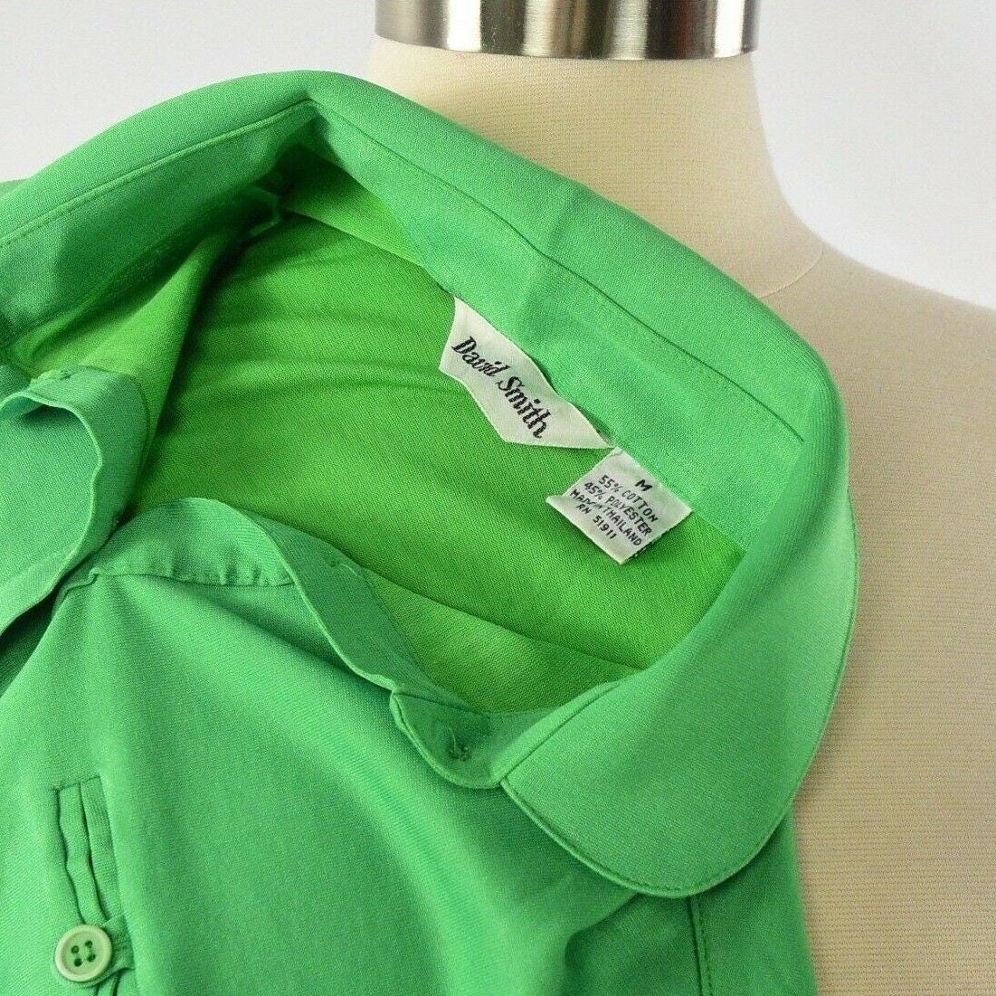 80s Vintage David Smith Green Polo Shirt Womens 38