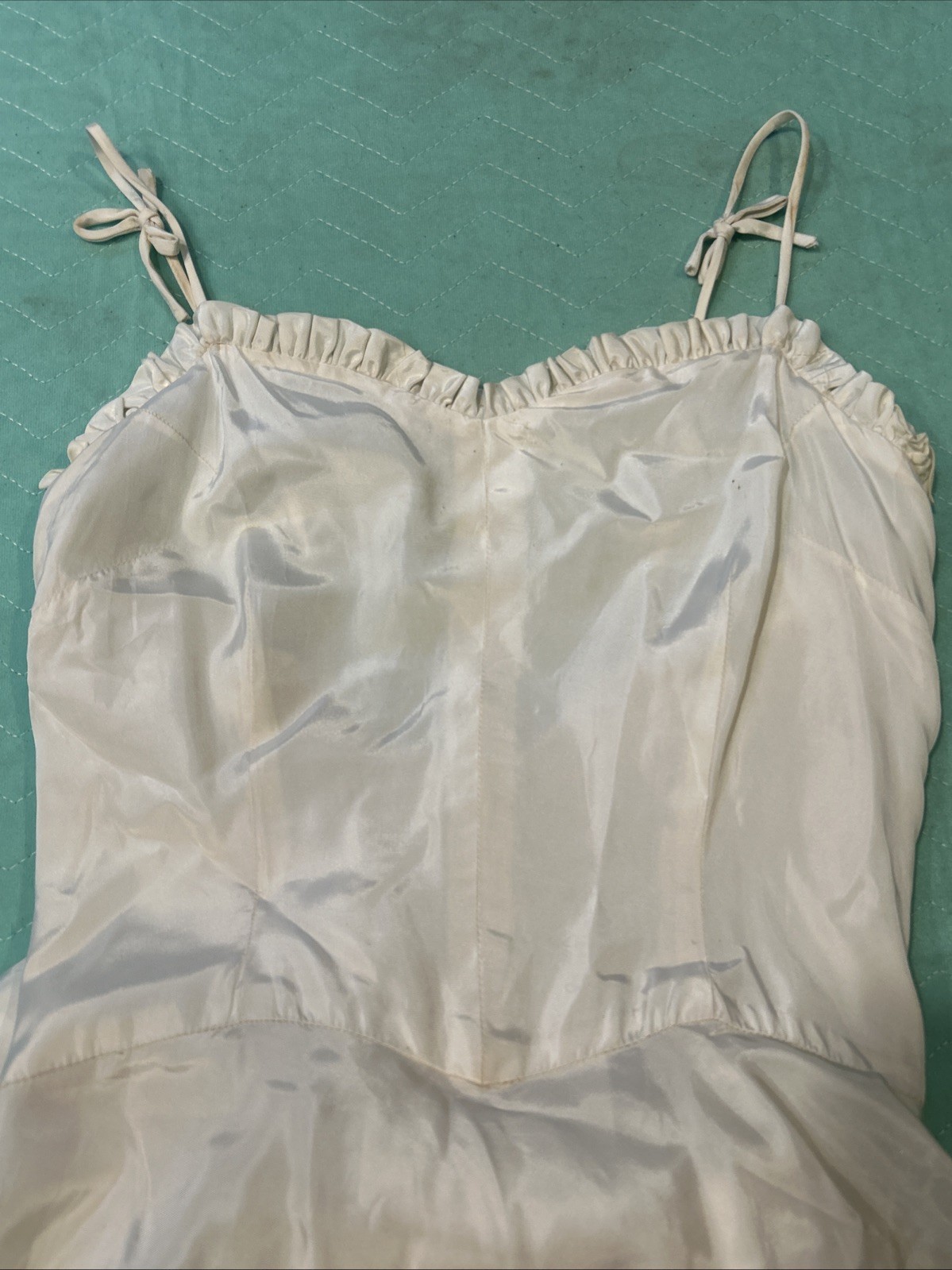 Vintage Ivory Spaghetti Strap Saloon Style Dress Size Small