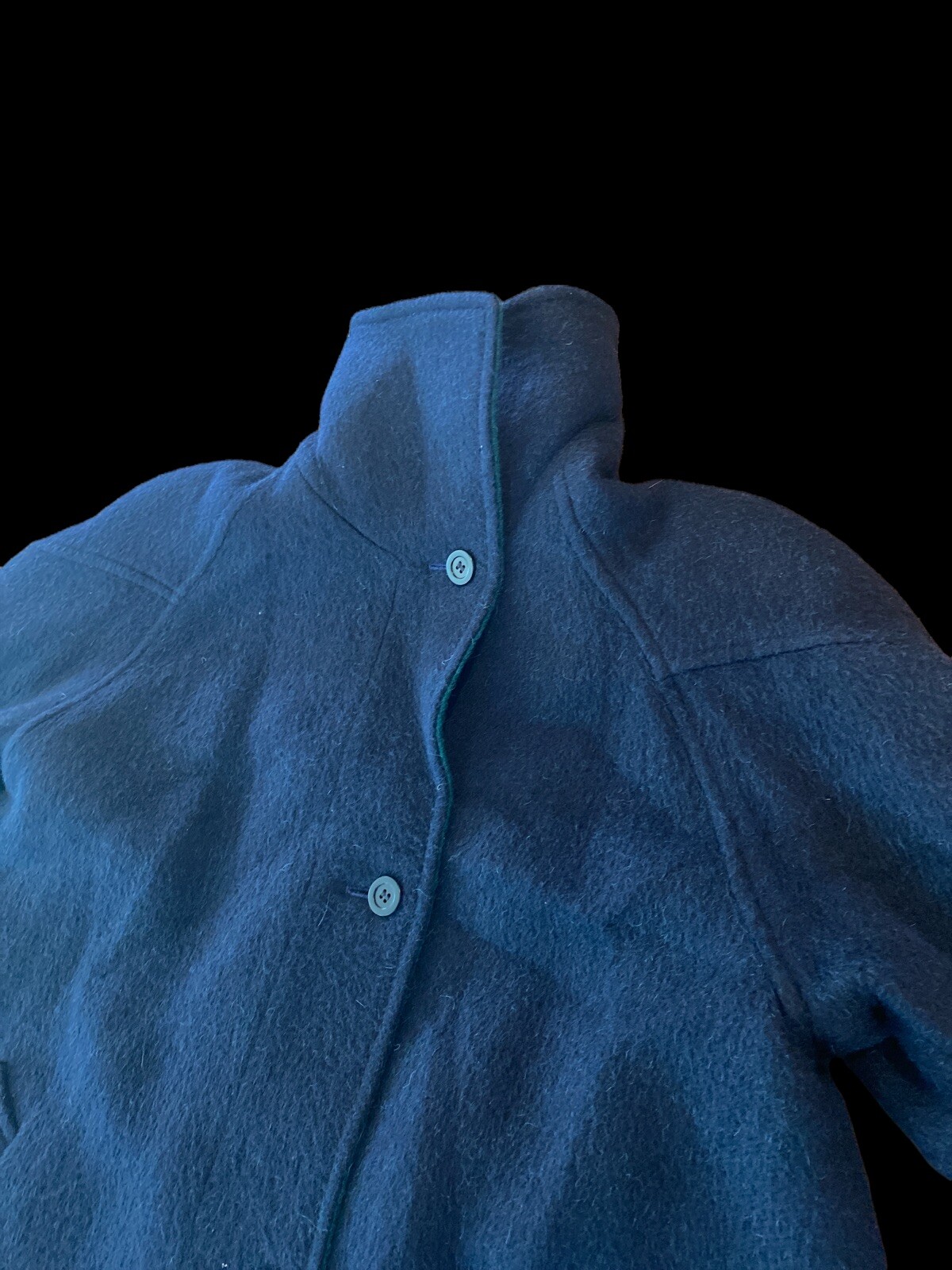 Vintage Jimmy Hourihan of Dublin Ireland Wool Alpaca Jacket Coat MIDI Blue Green