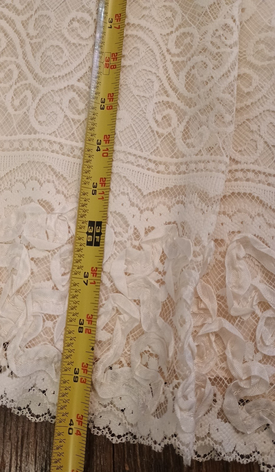 Vtg FAB 60s Themes Cream Lace Ribbon Dress & Jacket 2 pc set Party Wedding XS