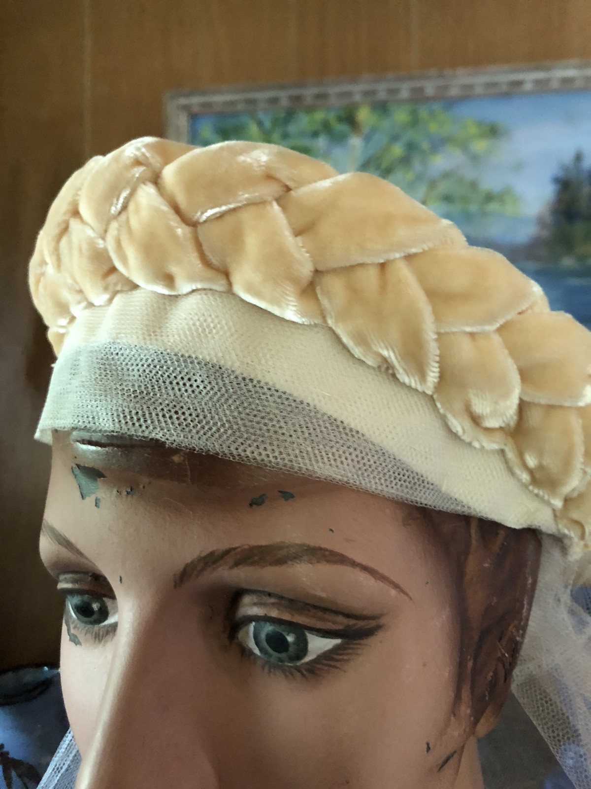 Vintage Antique 1920’s 1930’s Silk Velvet Wedding Crown Veil