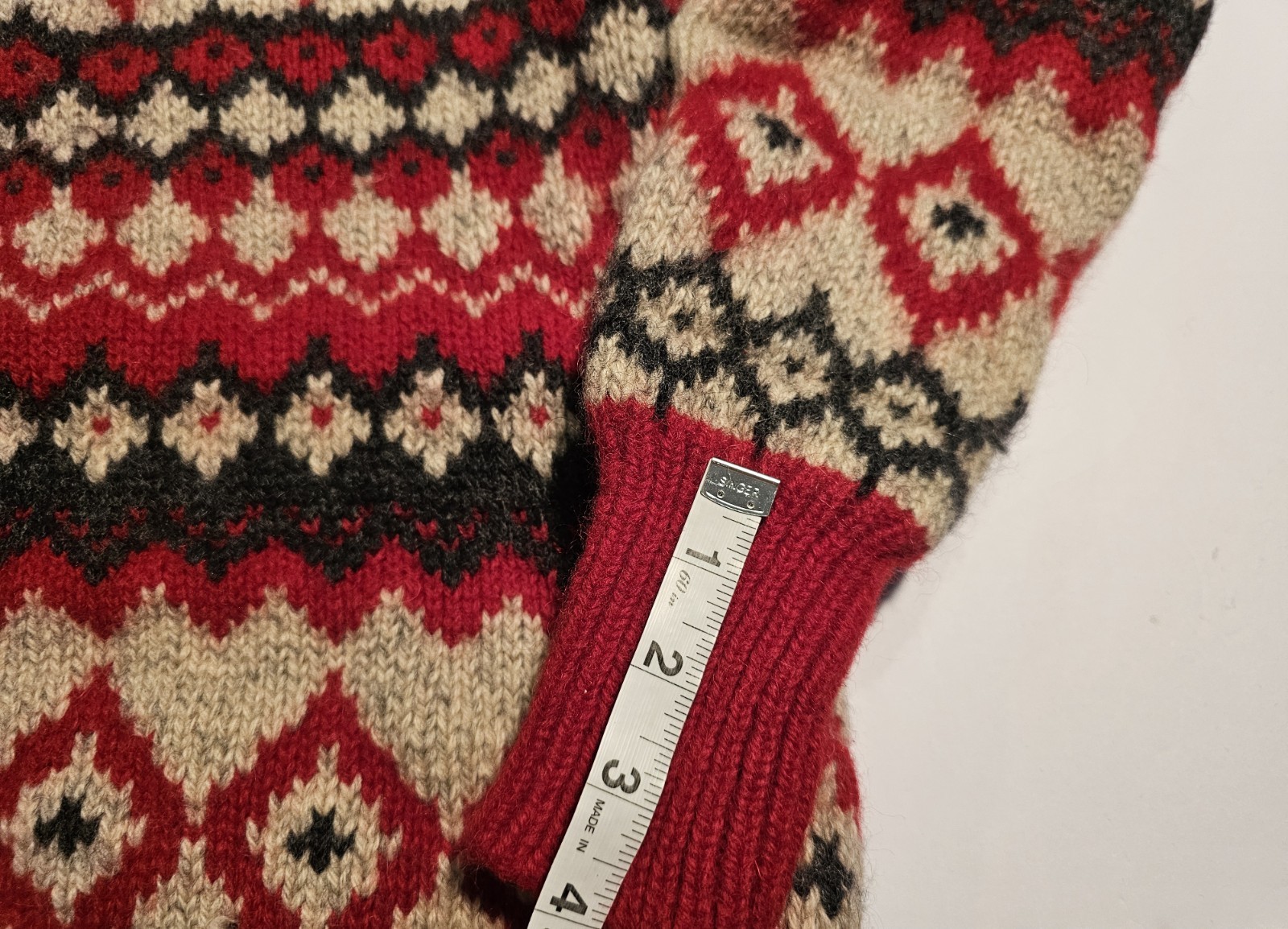 Vtg Nordstrom Sweater Red & Green Knit Shetland Wool Long Sleeve Pullover- XL