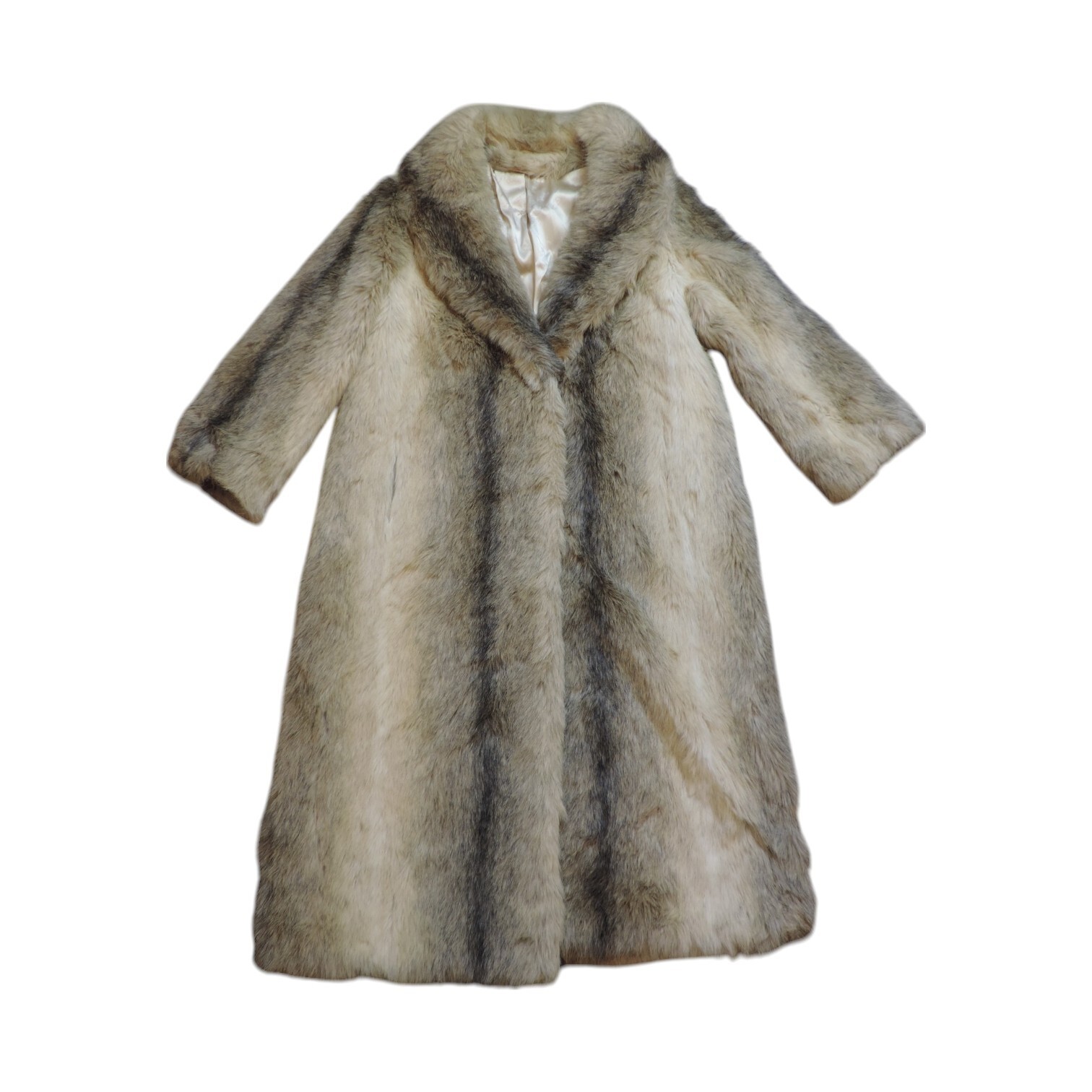 Vintage Faux Fur Coat Jacket Sportowne Coyote Full Length Lined 50s 60s Large