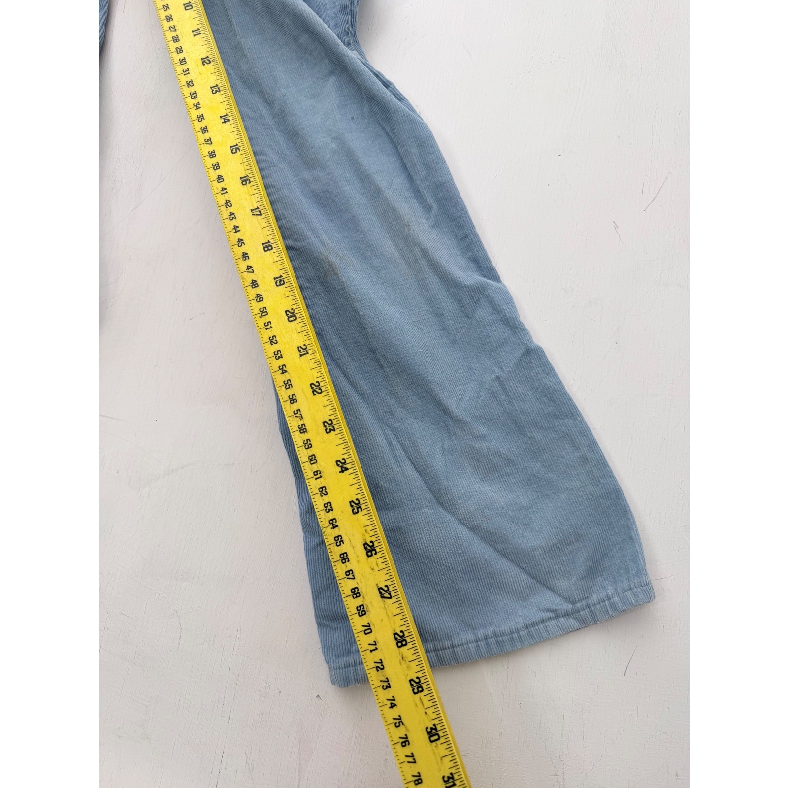 Vintage Big Yank Blue Corduroy Bell Bottom Flare Pants High Rise 26×30 Scovill