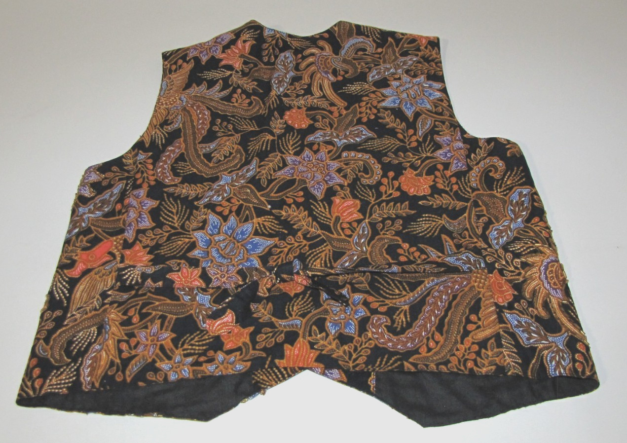 Y2K 4-button Vest Effeci Beaded Floral Lined Back-tie 100%-Cotton pockets Wm. M