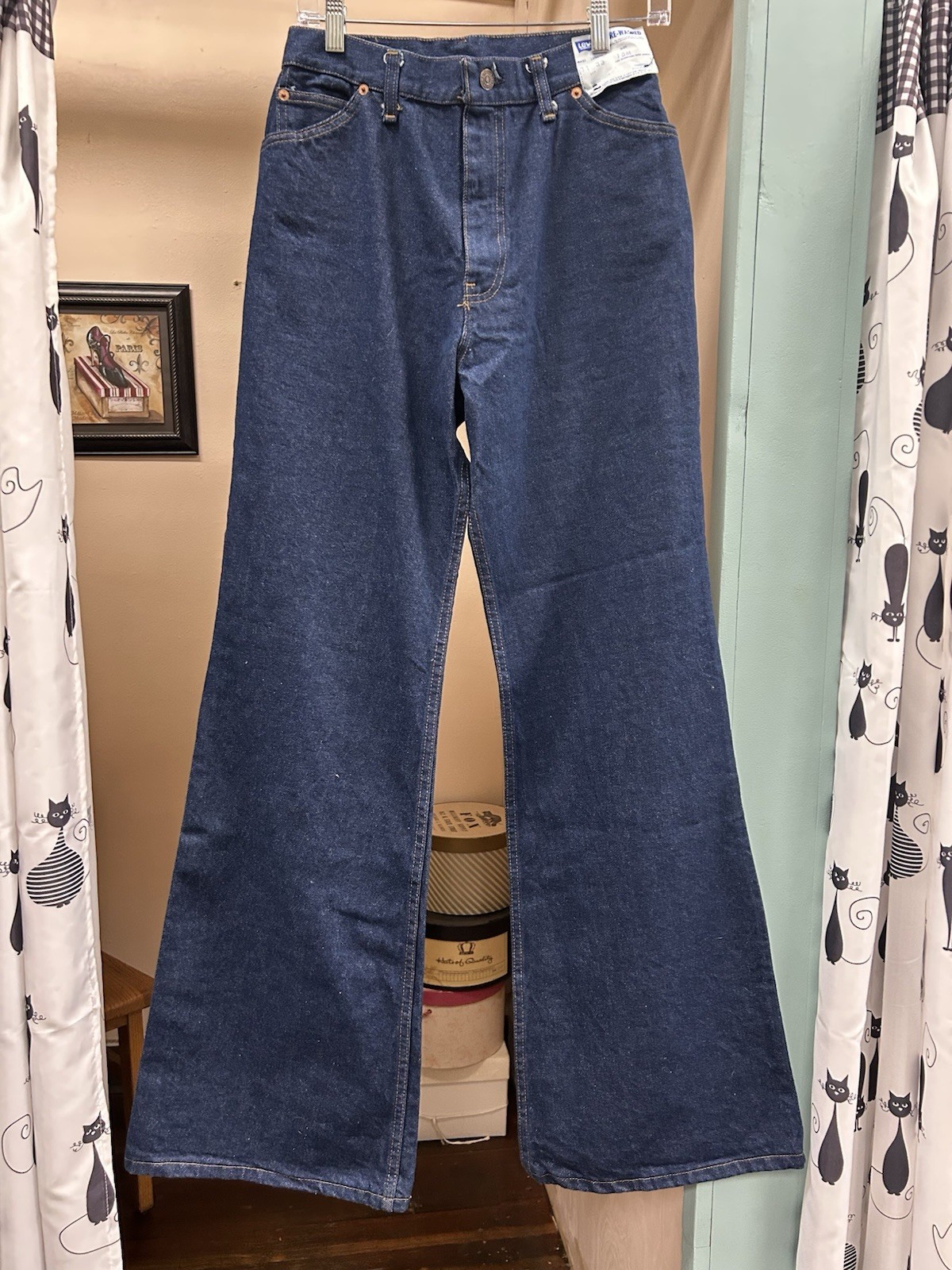 Vintage 70s NWT Levi’s Flare Jeans 26089-0214 Dark Wash Denim Women’s 15M 31×33