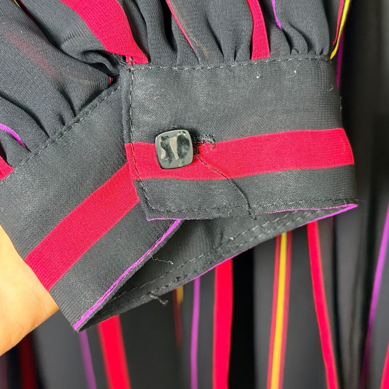 Chez California Designed by Tandy Vintage Striped Midi Dress Black Red Size 10