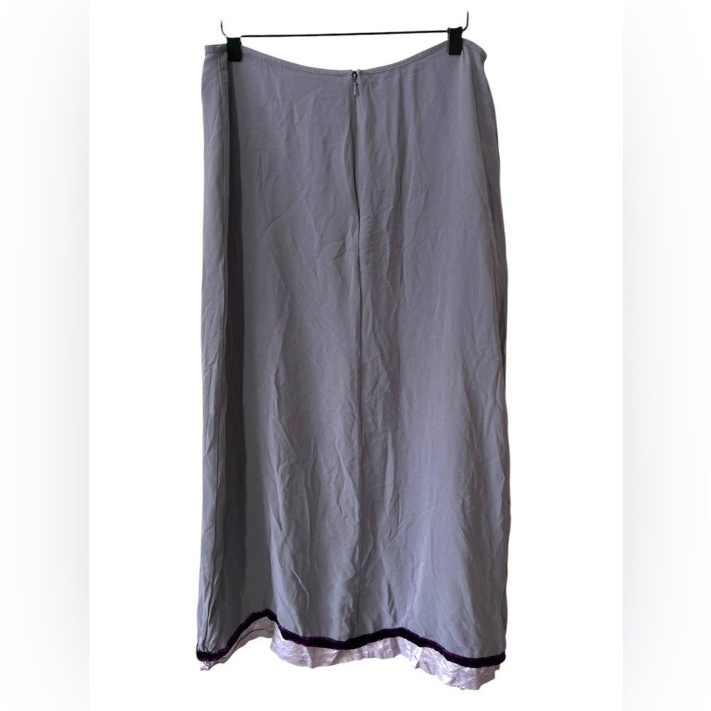Vintage Silk Velvet 2-Piece Midi Skirt Set Lavender Purple Retro Mod 90s Sz 14