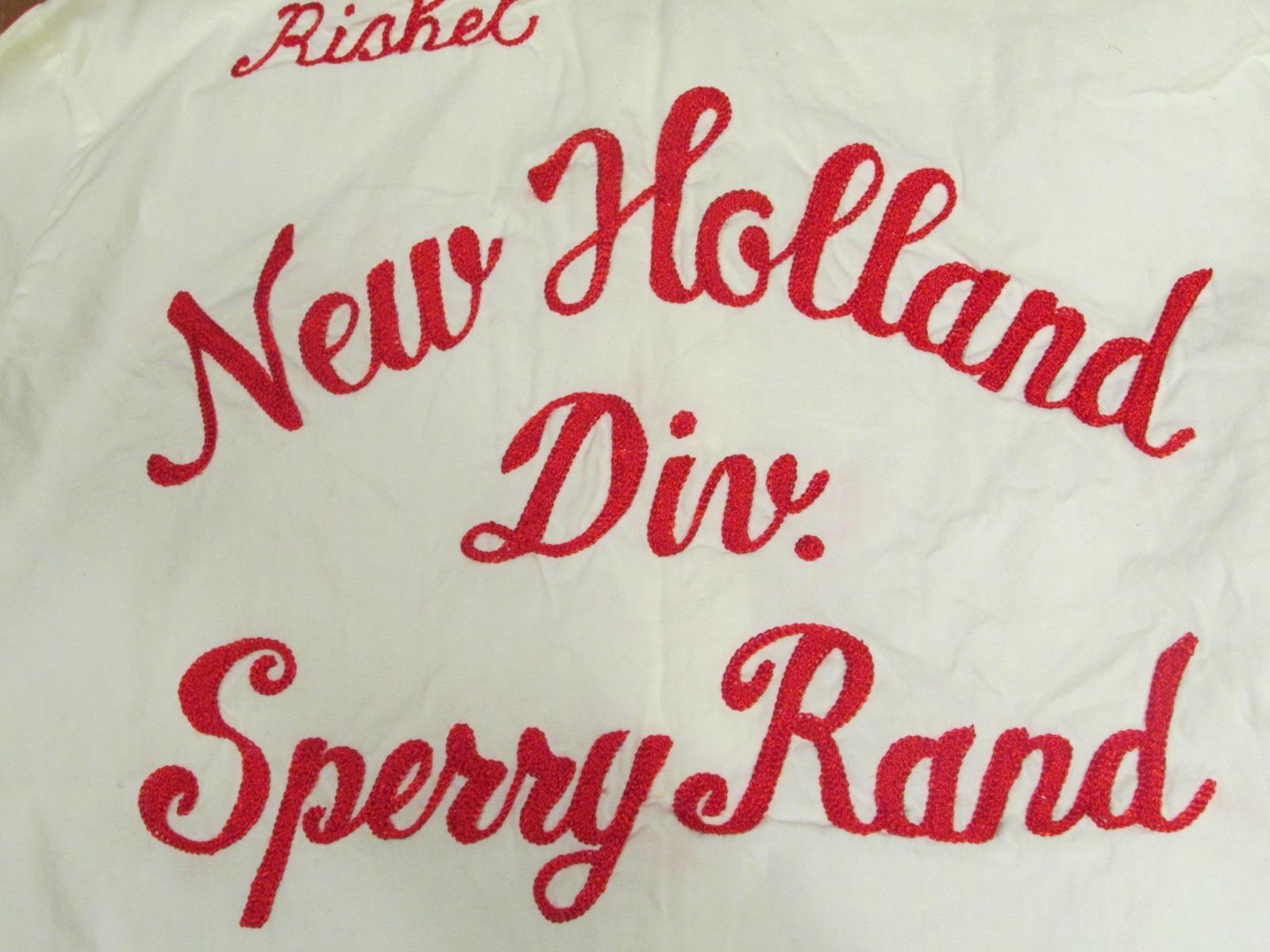 Vintage 1950s New Holland Sperry Rand White Bowling Team Shirt Blouse Rishel 1/2