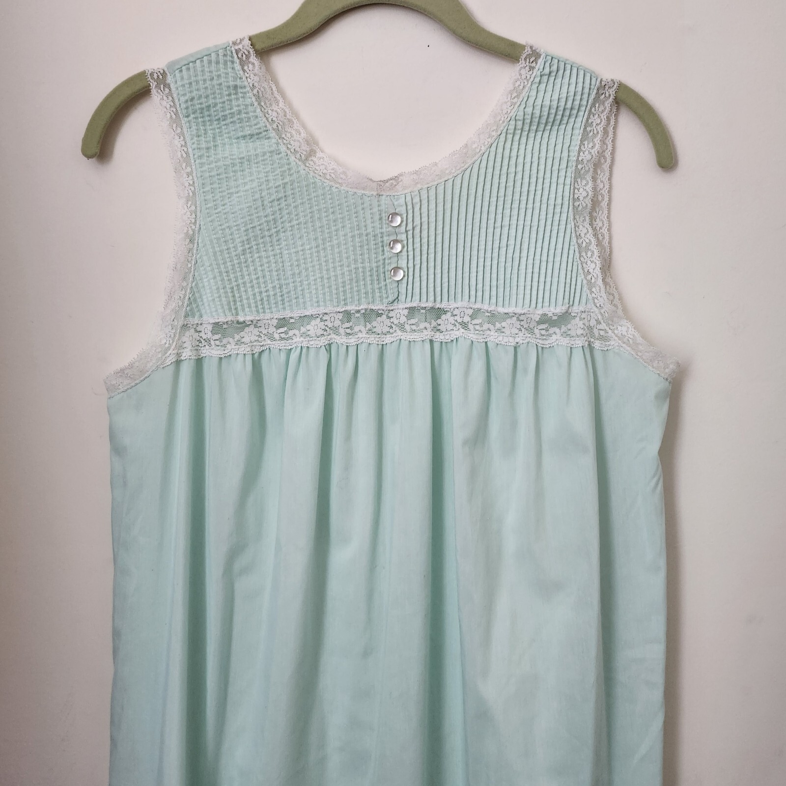 Vintage Barbizon Aqua Green Laced 2pc Robe & Sleeveless Nightgowns S/M