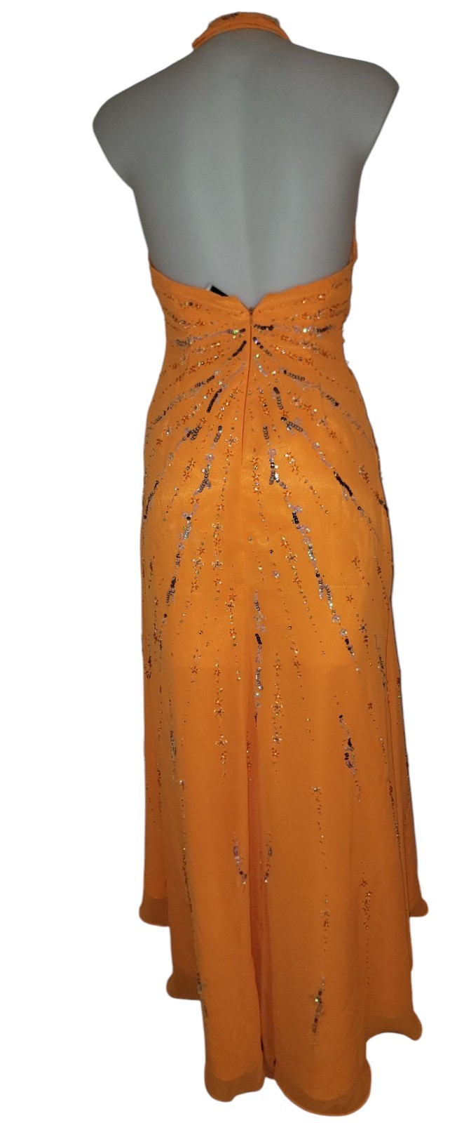 Vtg Y2k Orange Sequin Ruffle Whimsy Balletcore Fairy Coquette Prom Dress Sz 14