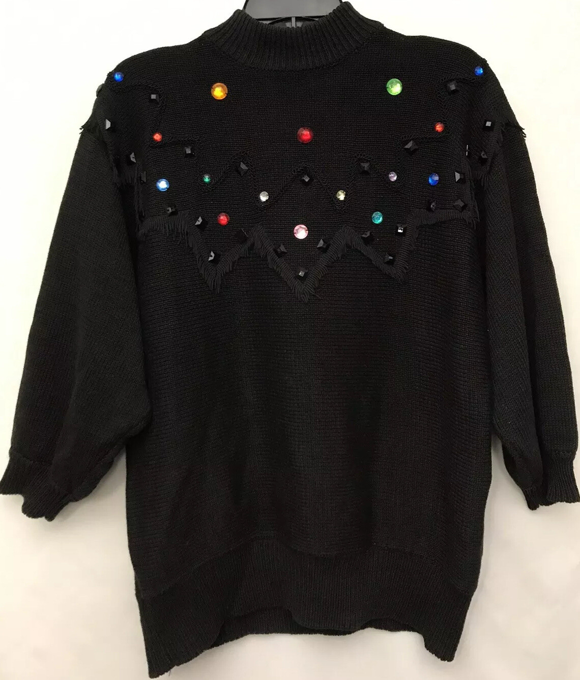 Vtg Bonnie And Bill Women M Embellished Jeweled Fringe Artsy Art To Wear Zipper