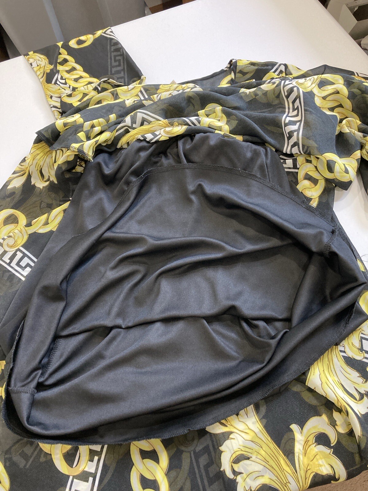 Vintage Sexy Diva Women Black Yellow Sheer Long sleeves Maxi Dress Size Medium