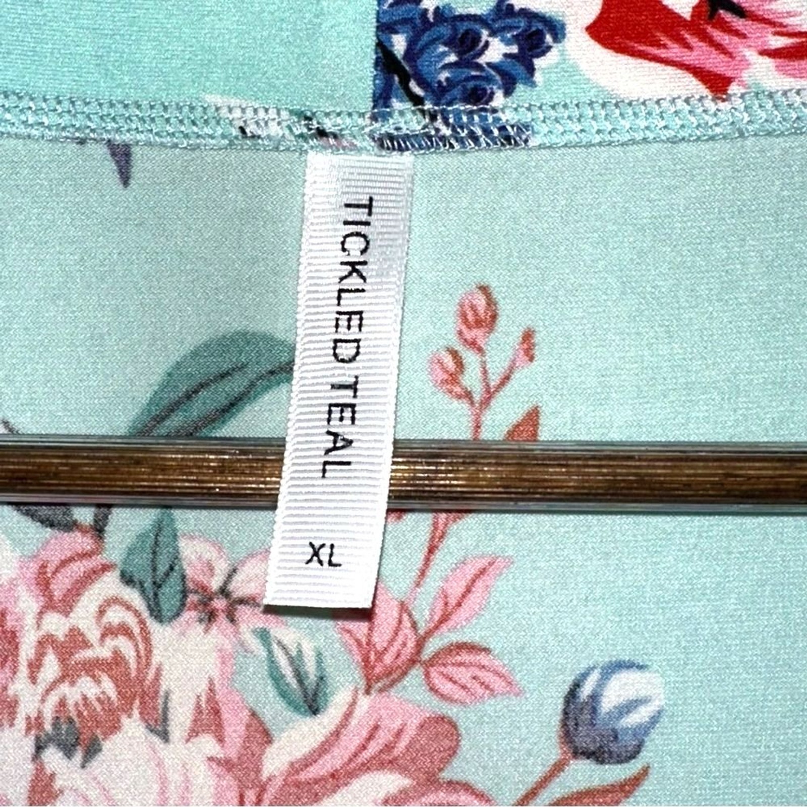 Tickled Teal floral open front cardigan with pockets women XL