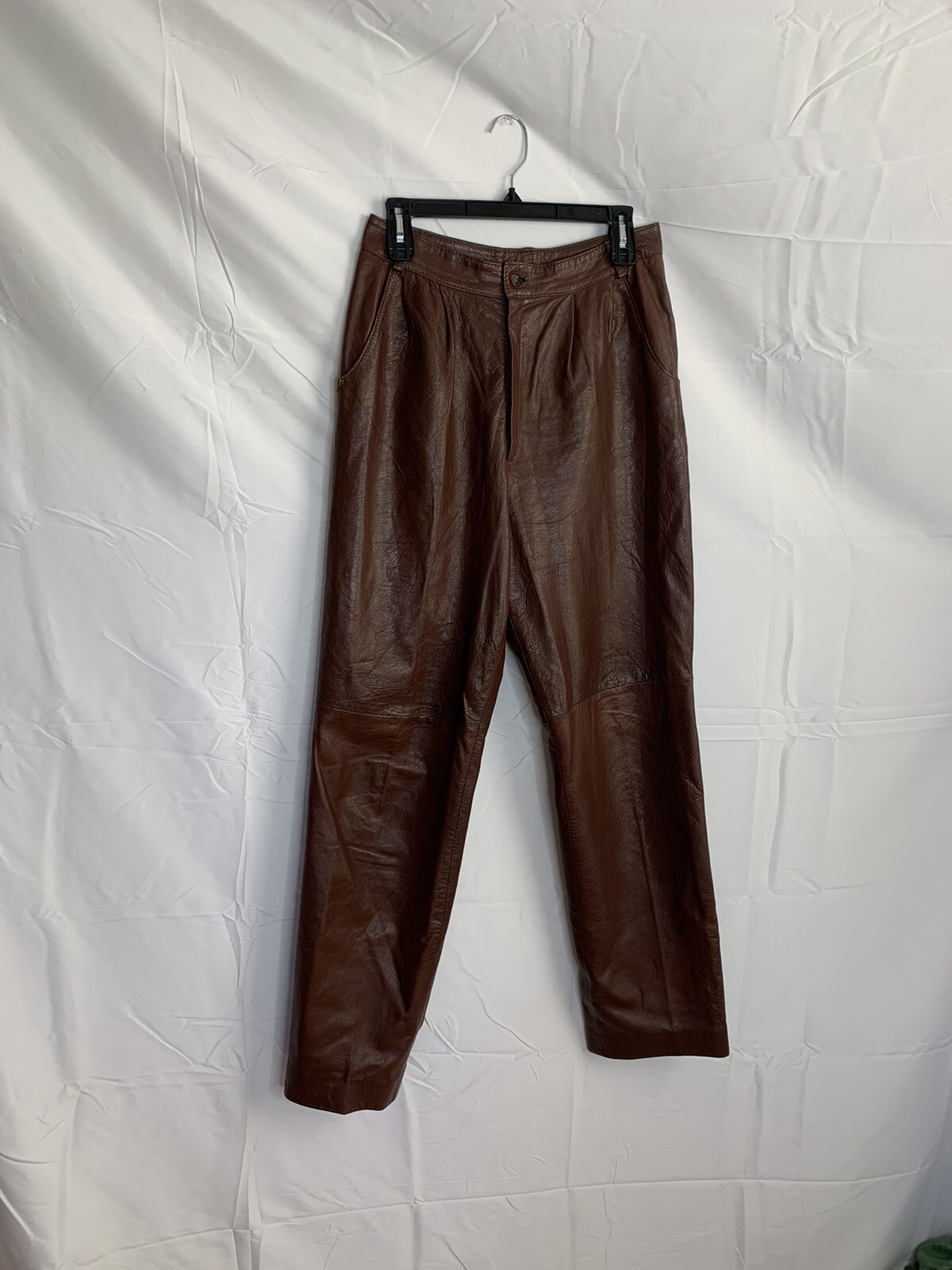 Vintage 80s Robinson’s Pacesetter Brown Leather High Waist Tapered Leg Pants 6