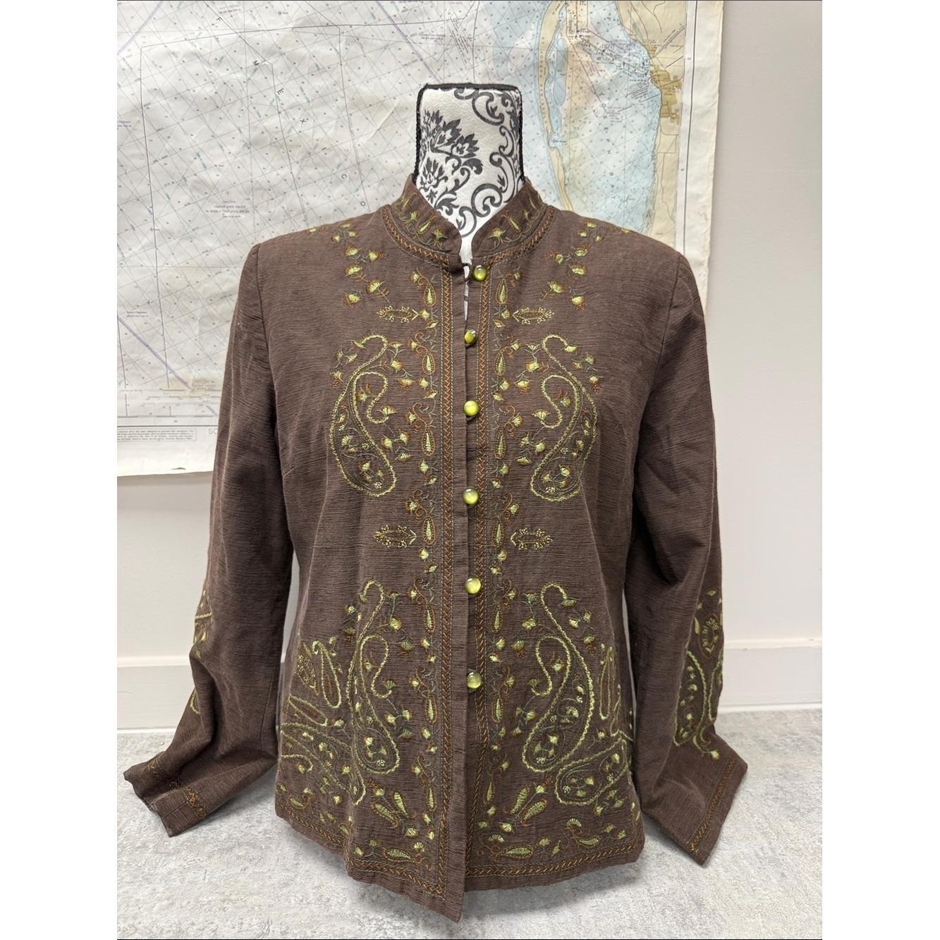 Vintage Y2K Silk Land Embroidered Silk Jacket