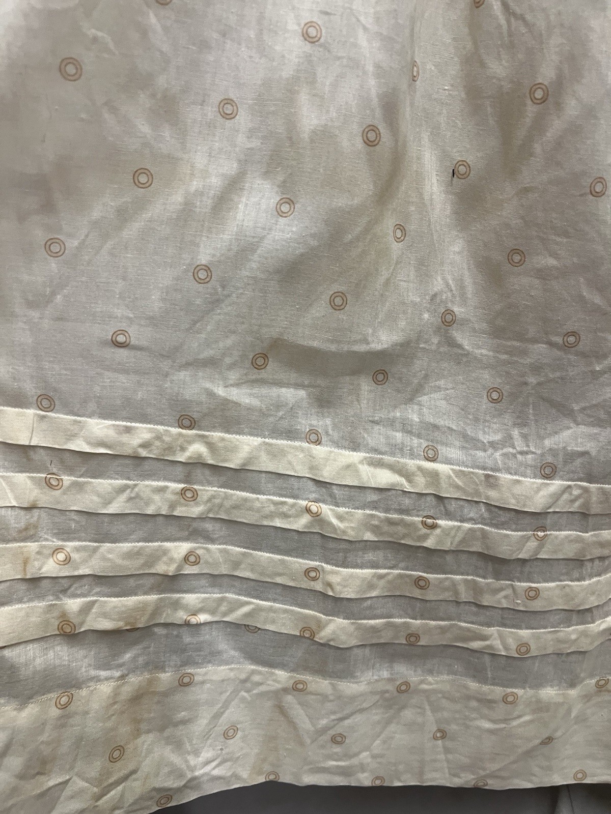 1900 Antique Yellow Cotton Circular Print Day Skirt