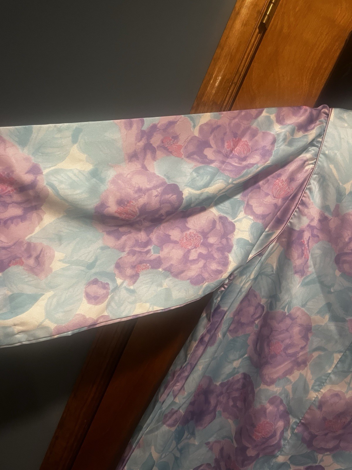 Vintage Evelyn Pearson For Lord & Taylor Floral Zip Front Long Night Gown Size L