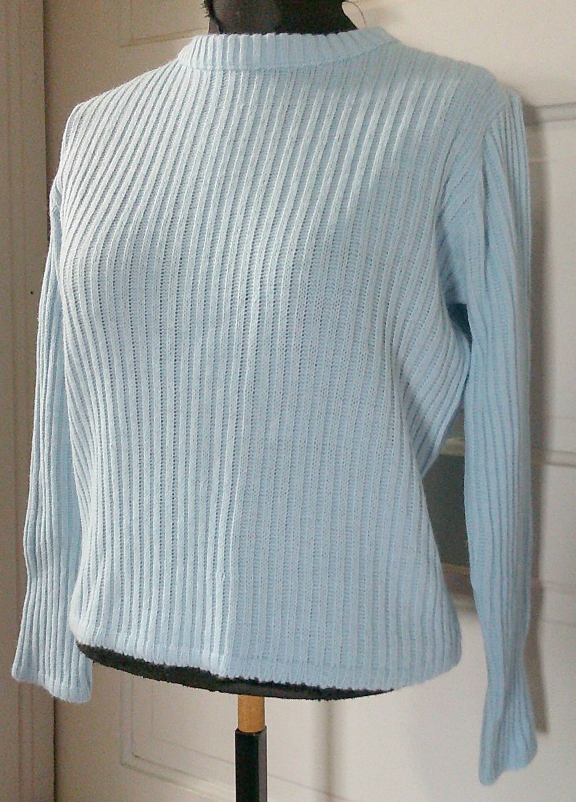 70’s CAROL BRENT Light Blue LS Cropped Orlon Acrylic Sweater M