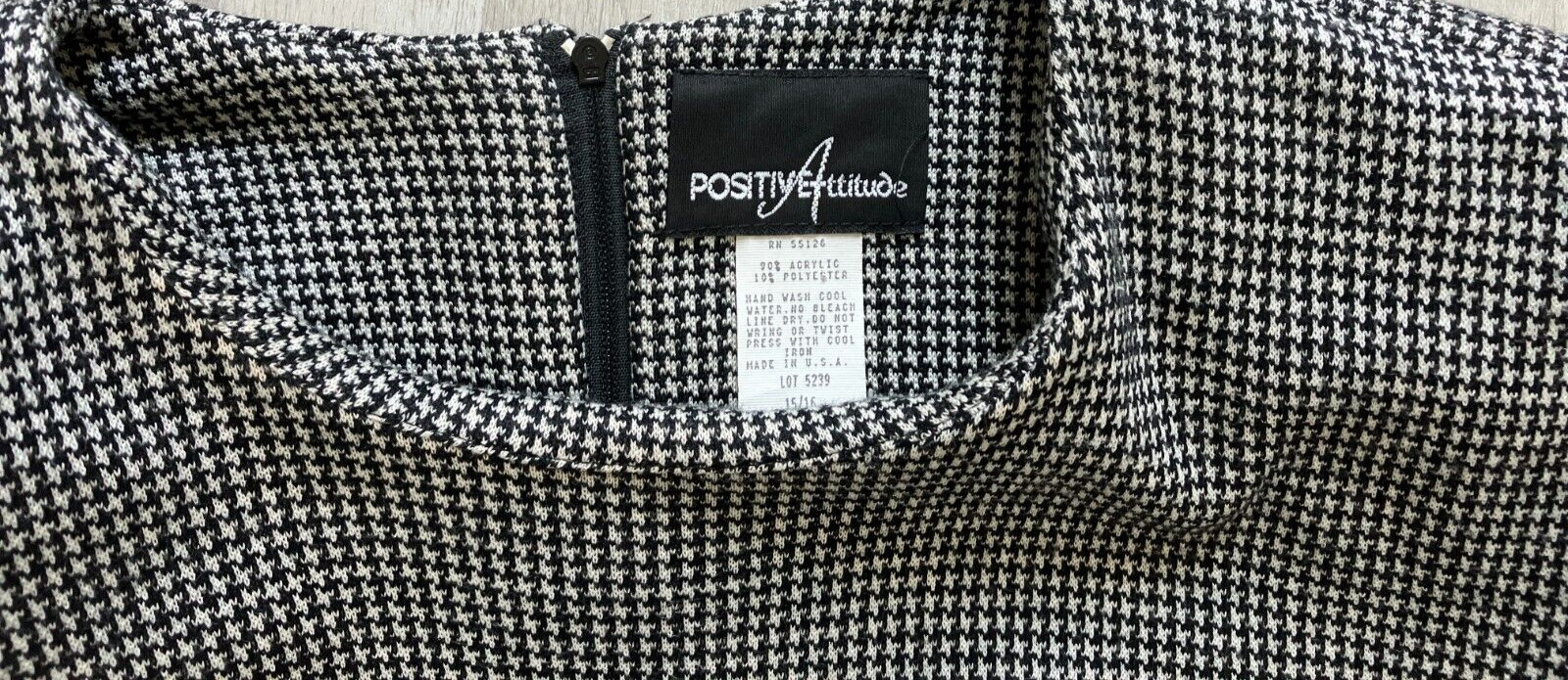 1980s Houndstooth Dress, 1990s Checkered Dress, Plus Size Vintage