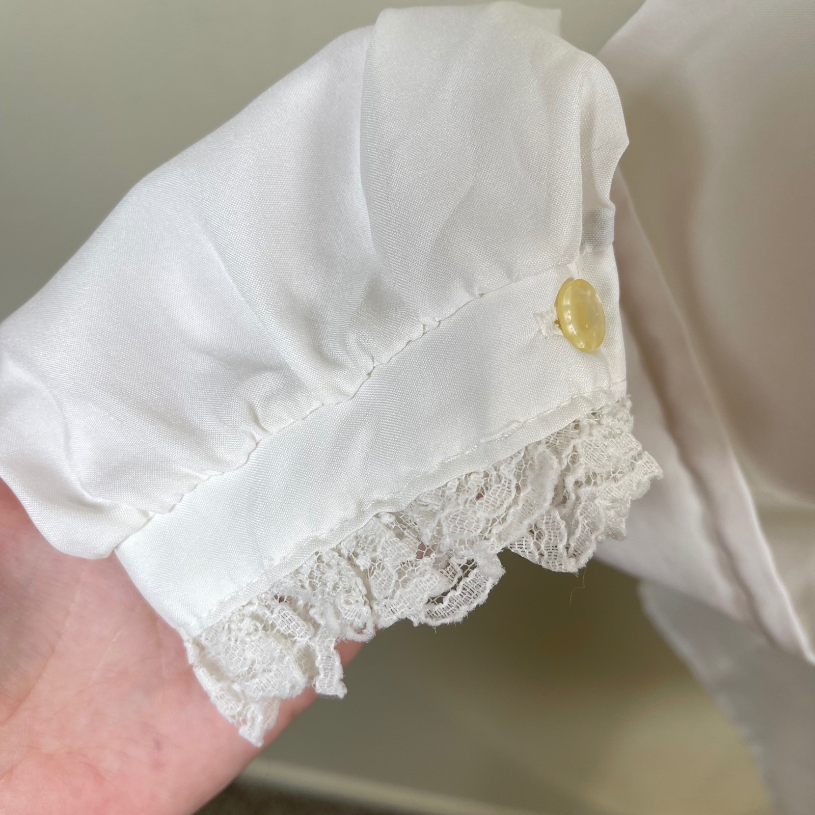 Vintage Rhapsody Blouse Womens M White Lace Ruffle Victorian Edwardian Coquette