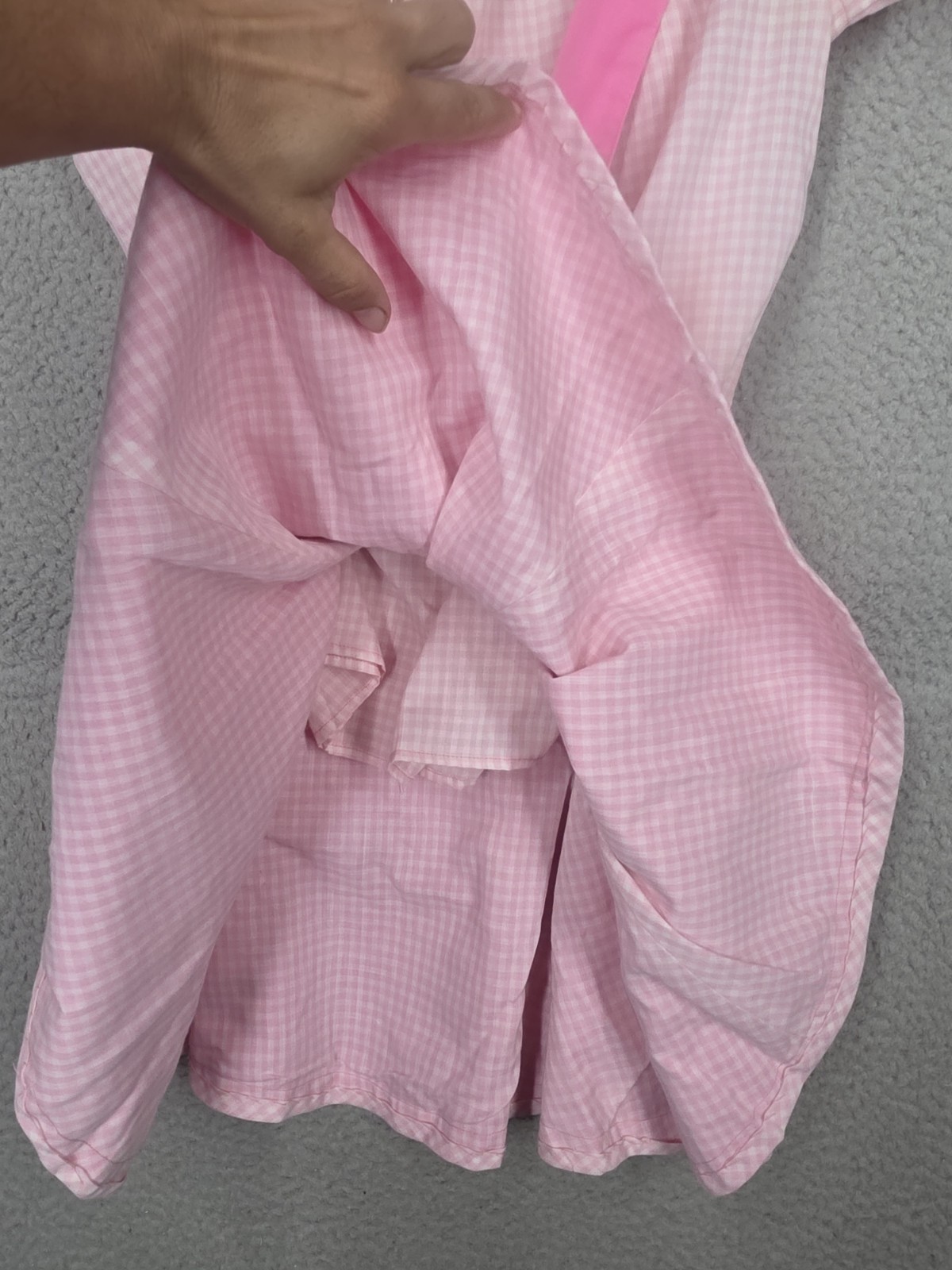 Vintage 70s Overall Dress Outfit Size 0 XS Pink Gingham Peasant Blouse Teens