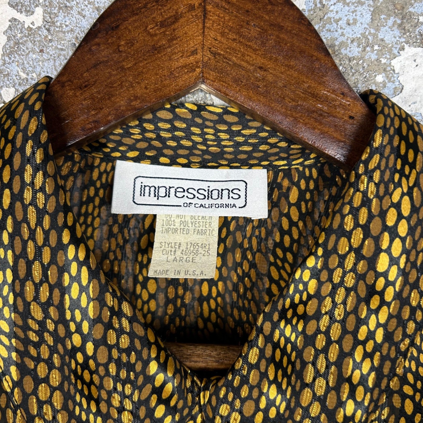 Vintage Impressions of California Gold Black Metallic Stripe Blouse Top Large