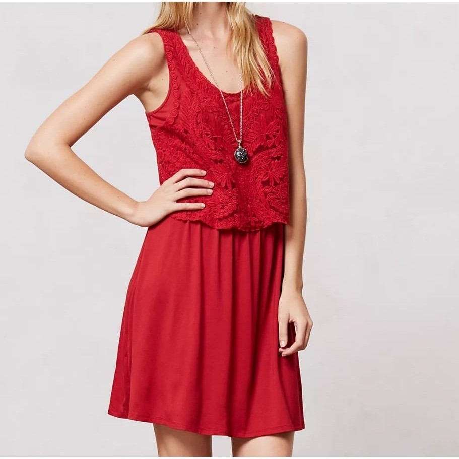 Lilka Geranium Crochet Dress Anthropologie Sz XS Feminine Edgy Classic Romantic