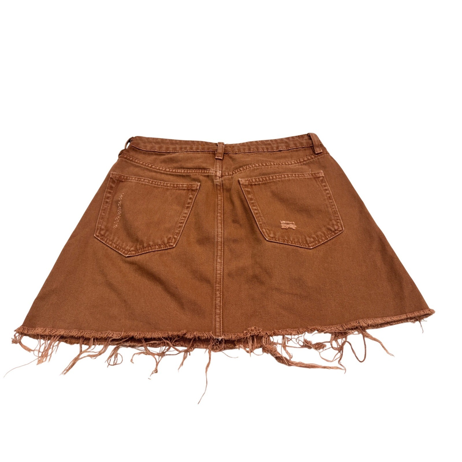 FREE PEOPLE We The Free Y2K Denim Distressed Raw Hem Mini Skirt Size 27