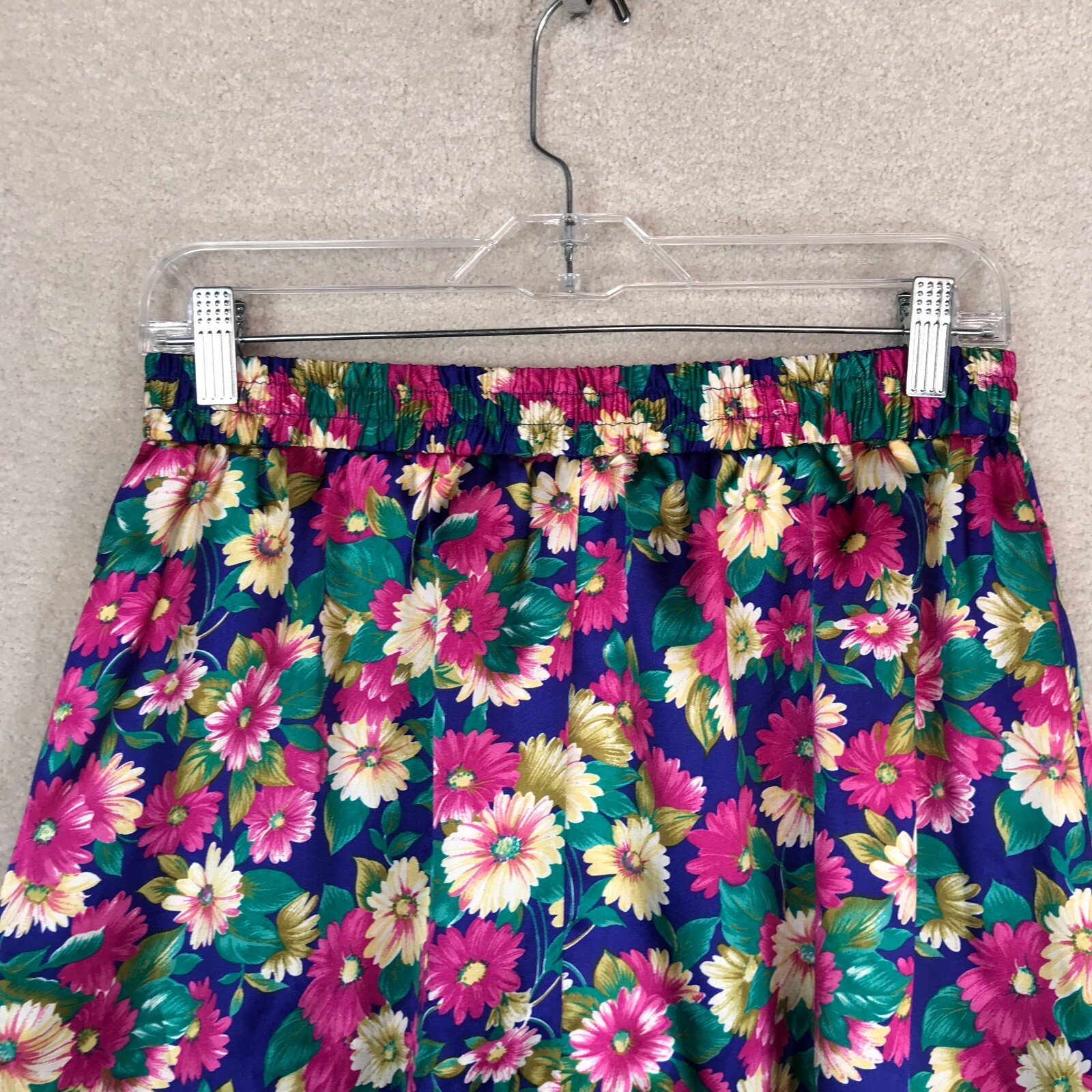 Vintage Skirt Measures Womens Medium (No Tag) Floral Satin Pockets 90s Cottage