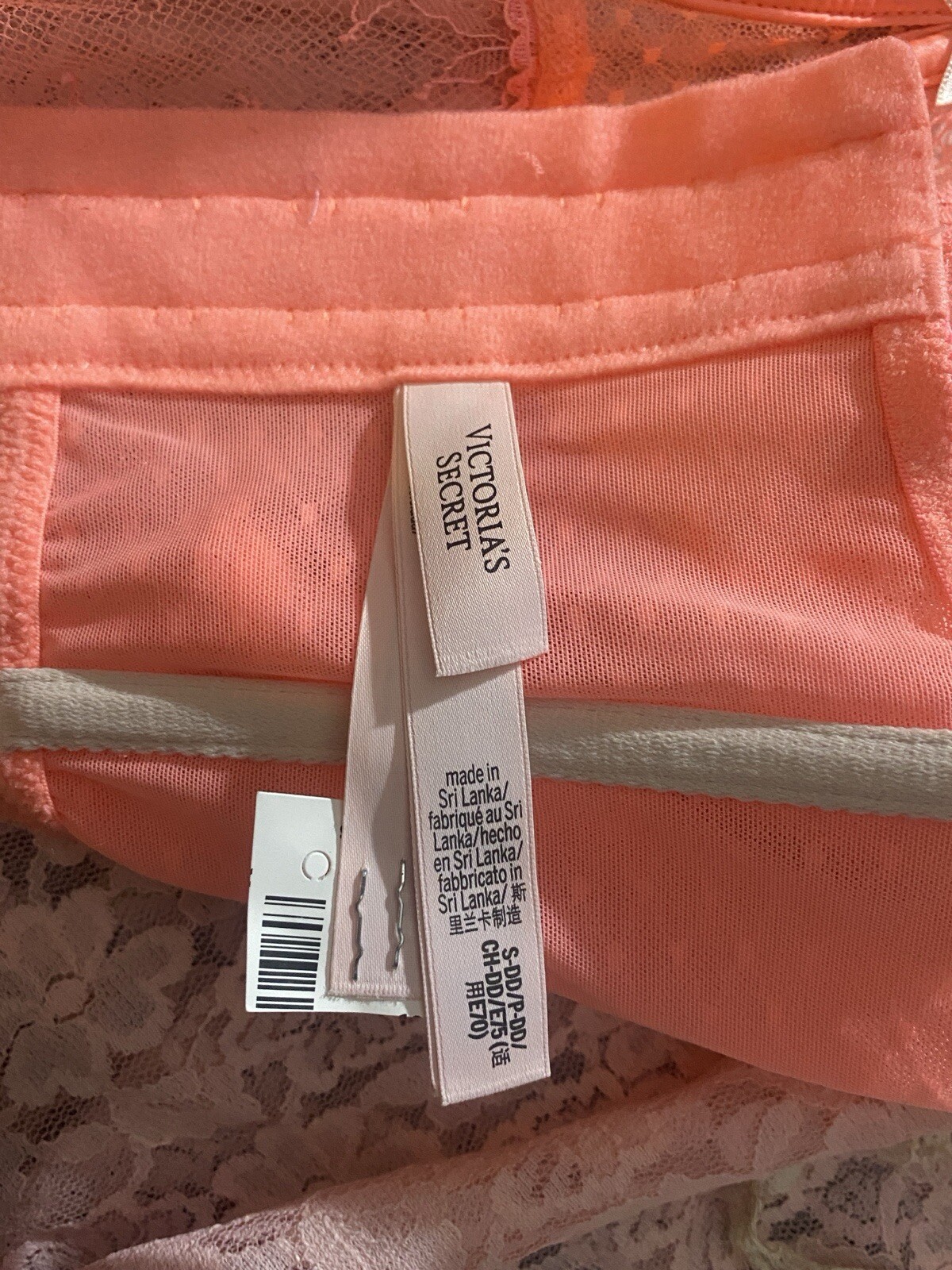VTG DD S/M 36/38 VS Neon Orange Frilly Corset FRILLY Bra CORSET BUSTIER TOP