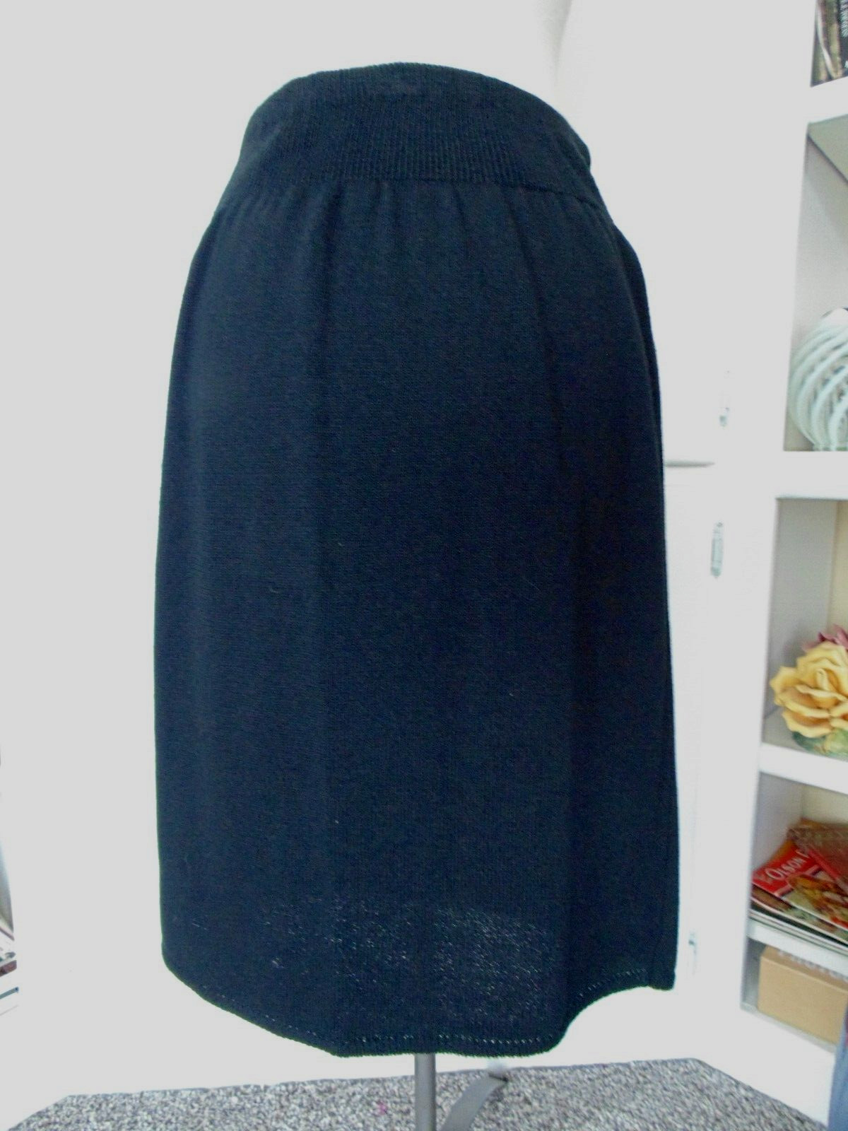 Vtg Laura Alyzia Sweater Knit Power Suit Blazer Skirt 2 Pc Set Red Black sz 12