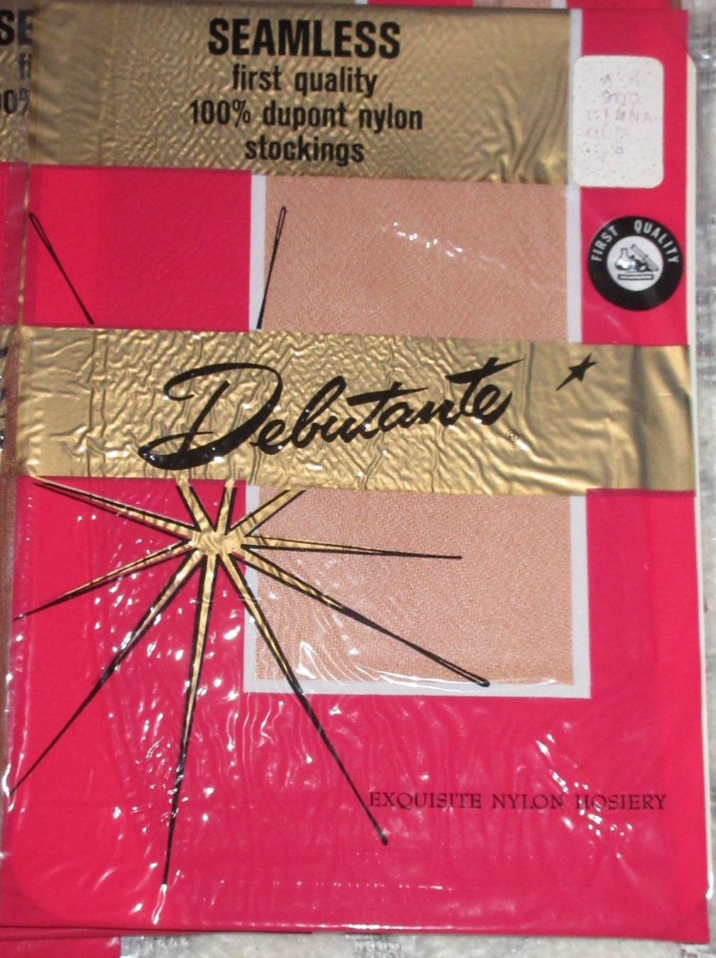 Vintage Nylon stockings Size 9 A6 900 DEBUTANTE CINNA-GLO BEIGE Never worn LOT